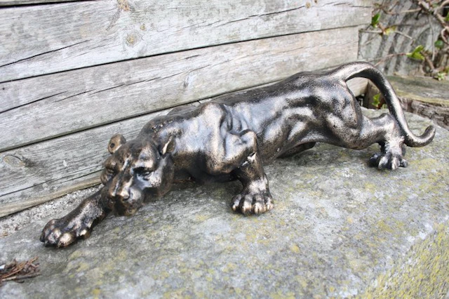 Sculpture, "Creeping Panther" - 41 cm - Cast iron