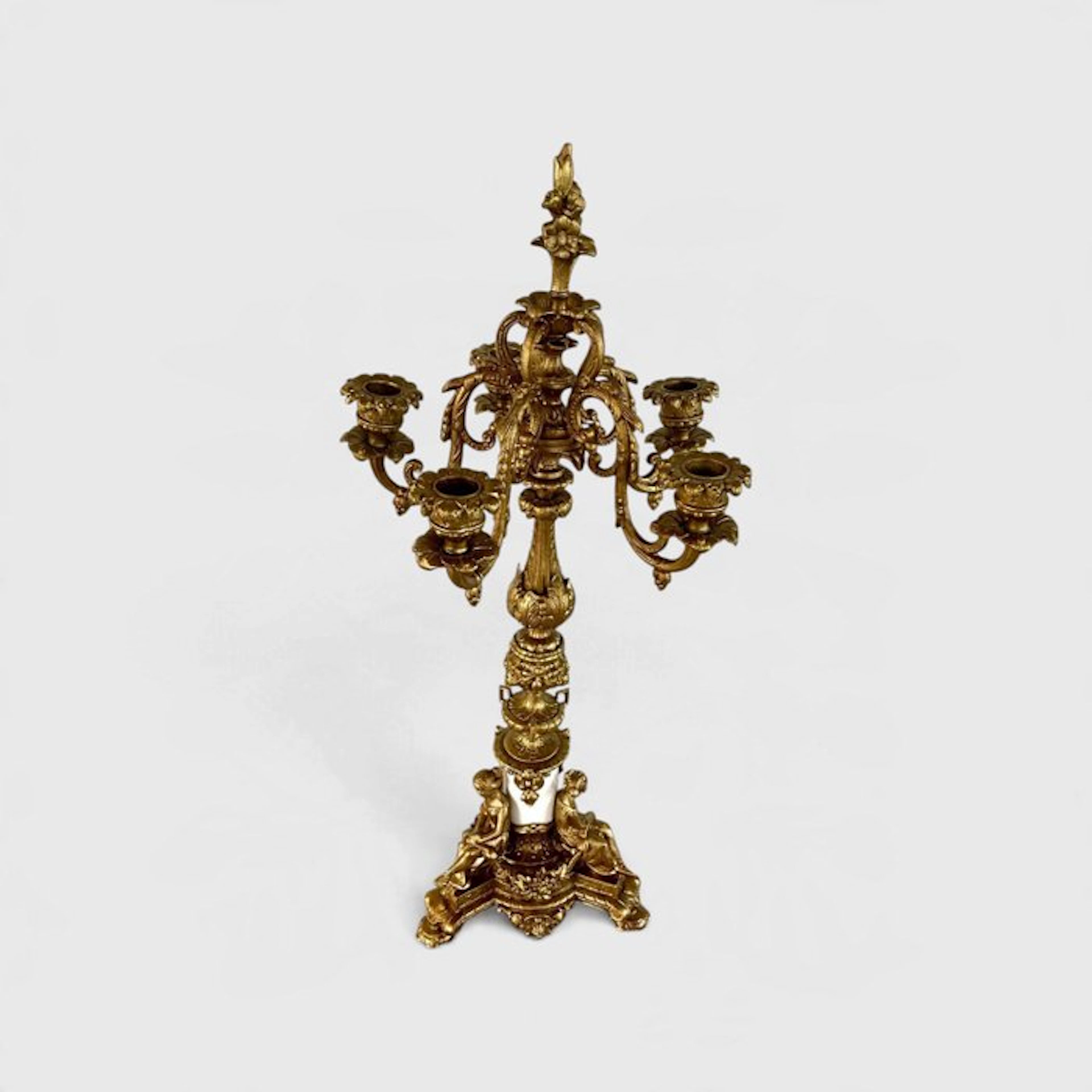 Candelabrum - Spelter, Bronze, Porcelain - Important candelabrum