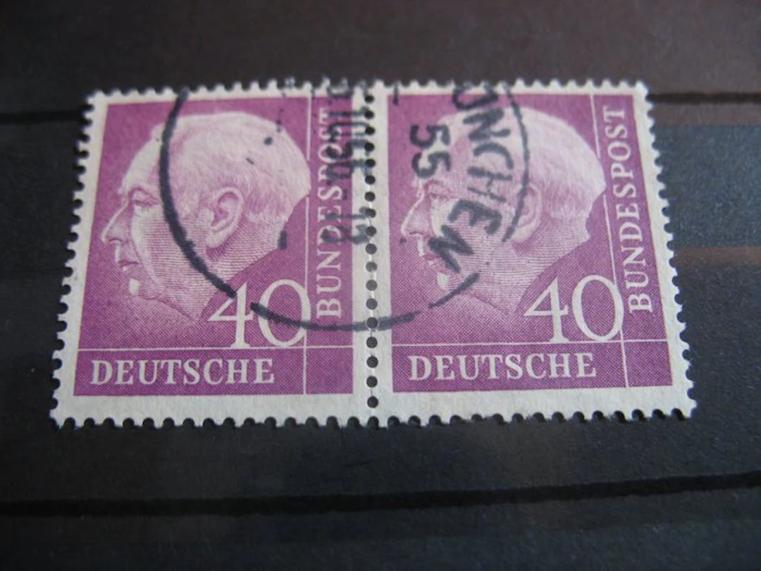 Germany, Federal Republic - Heuss 40 and 80 Pf, MiNr. 188, 192, pair postmarked