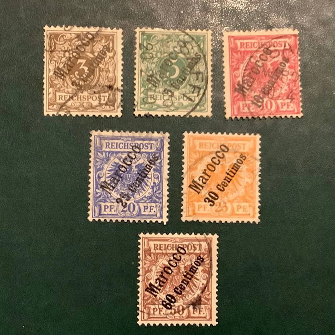 German office in Morocco 1899 - First issue with diagonal overprint
