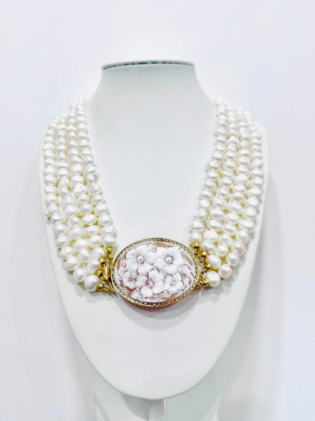 No reserve price - Necklace Silver - Pearl - Cameo