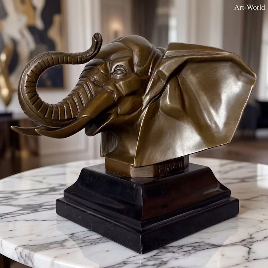 Statue, Naar François Bazin, Olifant - 16 cm - Bronze