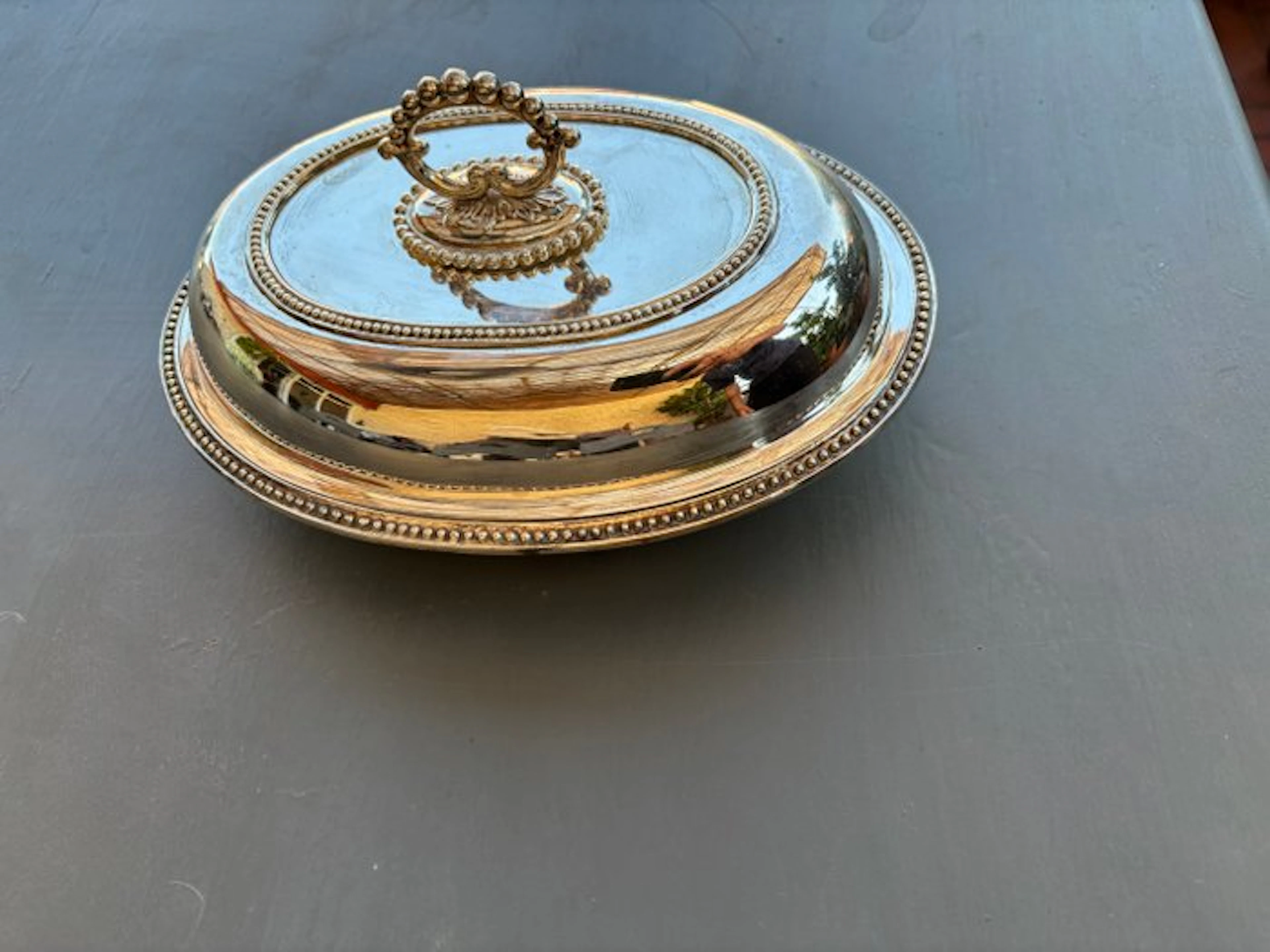 Serving dish - silvered metal - terrina sheffield