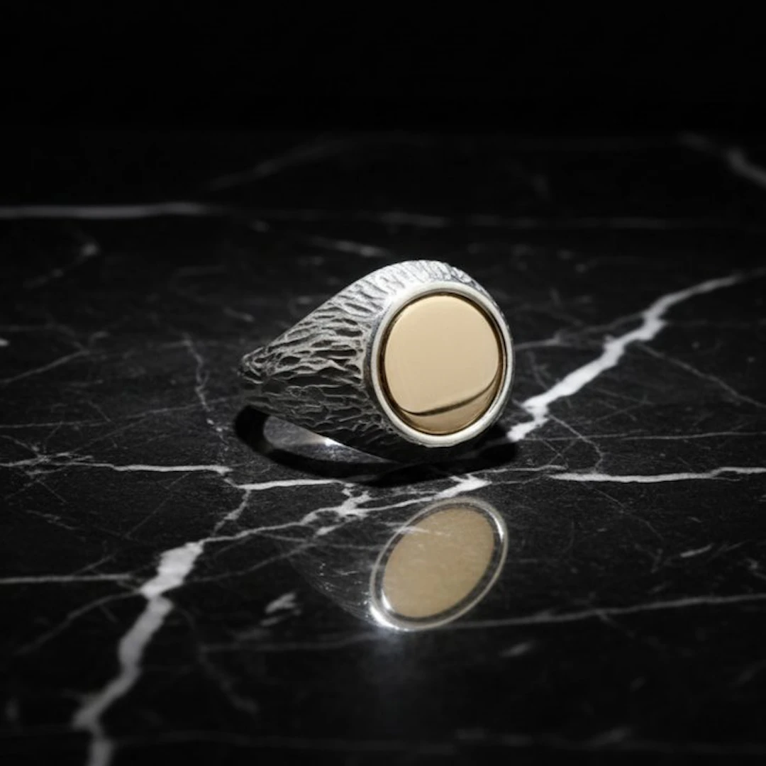 18 kt. - Silver, Yellow gold - Ring - Artisanal Italian