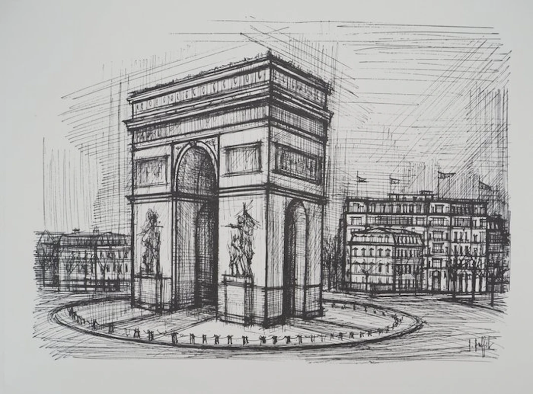 Bernard Buffet (1928-1999) - Paris : Arc de Triomphe & Champs Elysées