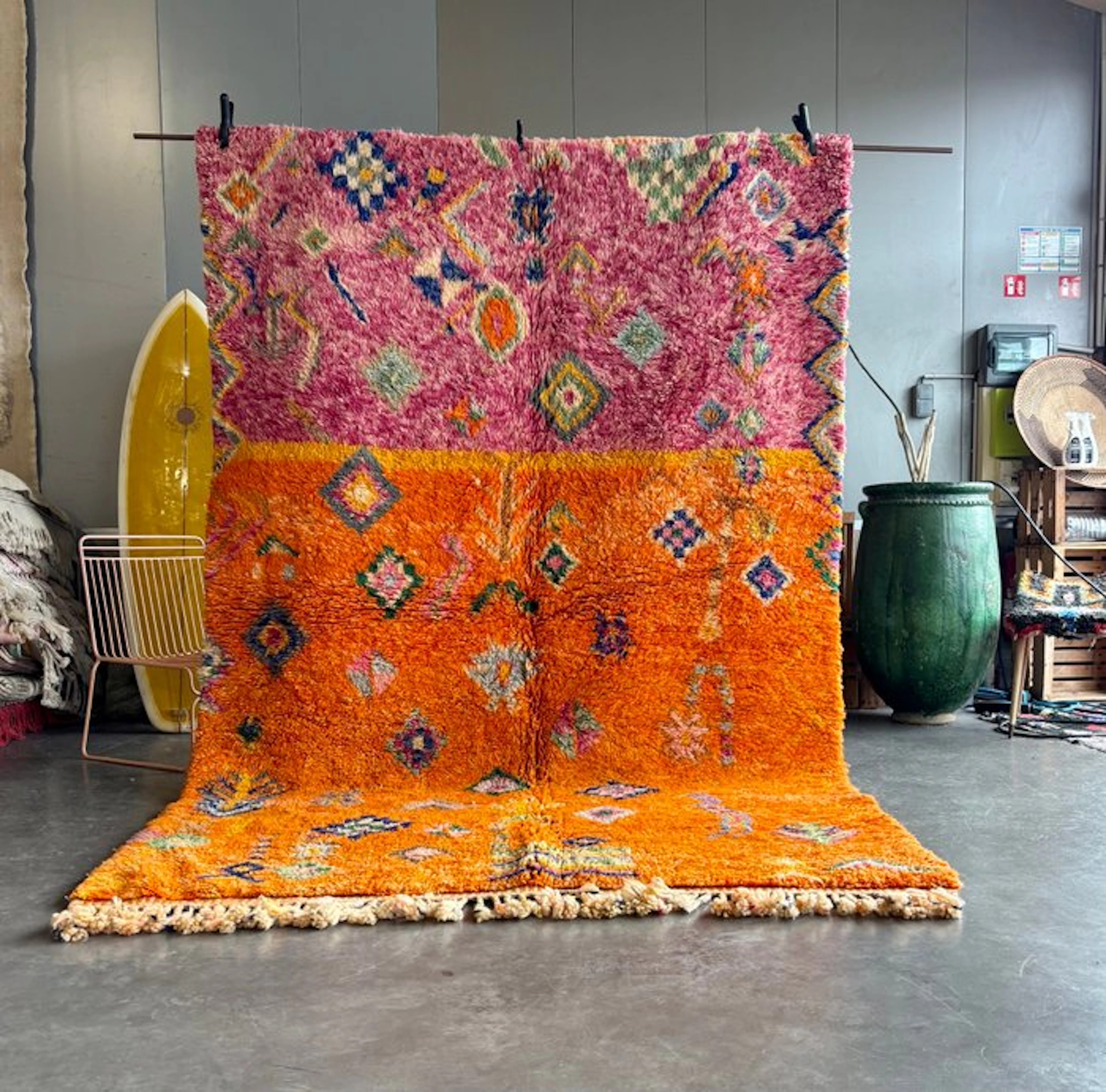 Pink and Orange Mrirt Handmade Wool Rug - Rug - 300 cm - 200 cm