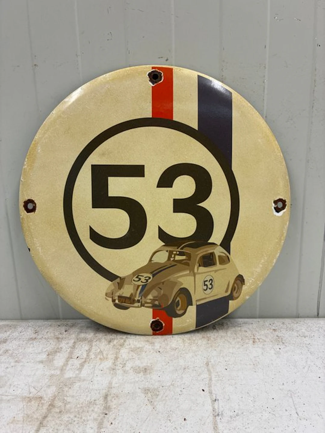 Enamel sign '53 Herbie' – Volkswagen Beetle racing style...