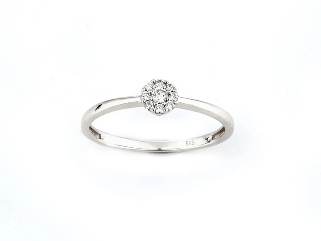No reserve price - Ring - 14 kt. White gold - 0.11ct. tw. Diamond (Natural)