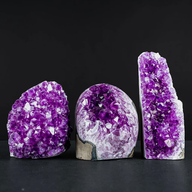 Exquisite amethyst druzy set – Three natural masterpieces...