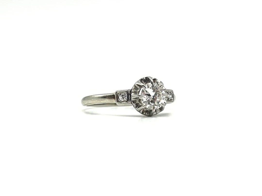 Ring - 18 kt. White gold, Platinum - 0.52ct. tw. Diamond (Natural)