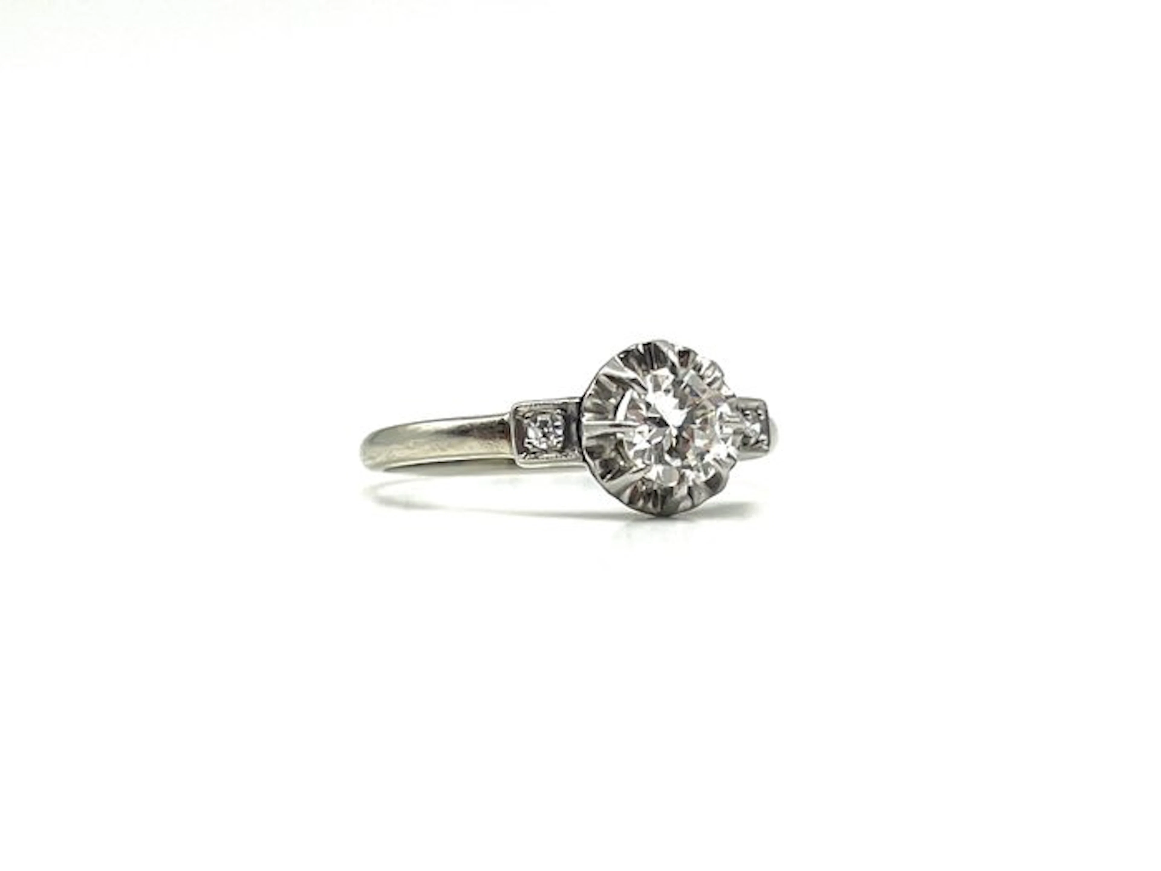 Ring - 18 kt. White gold, Platinum - 0.52ct. tw. Diamond (Natural)