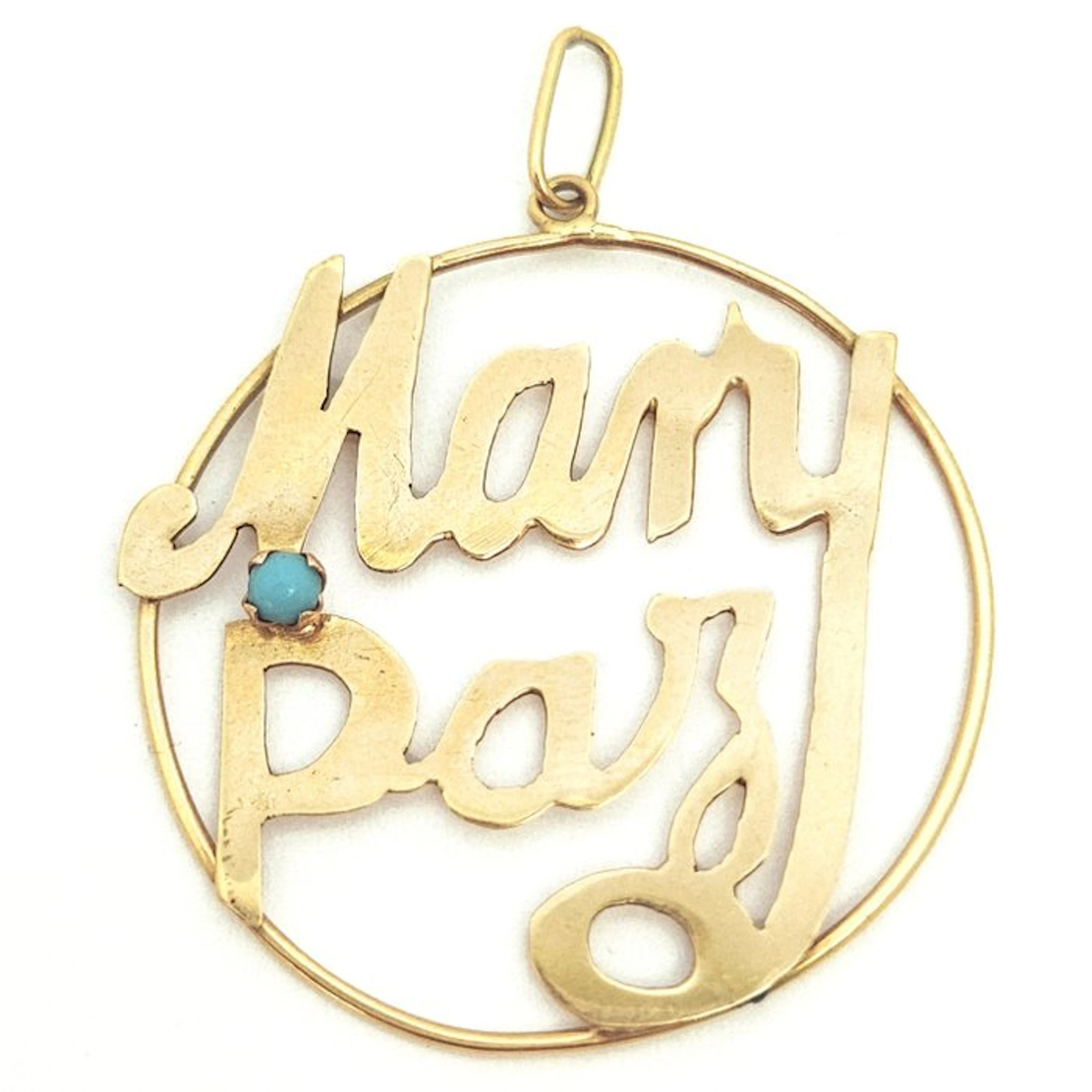 Pendant - 18 kt. Yellow gold Turquoise