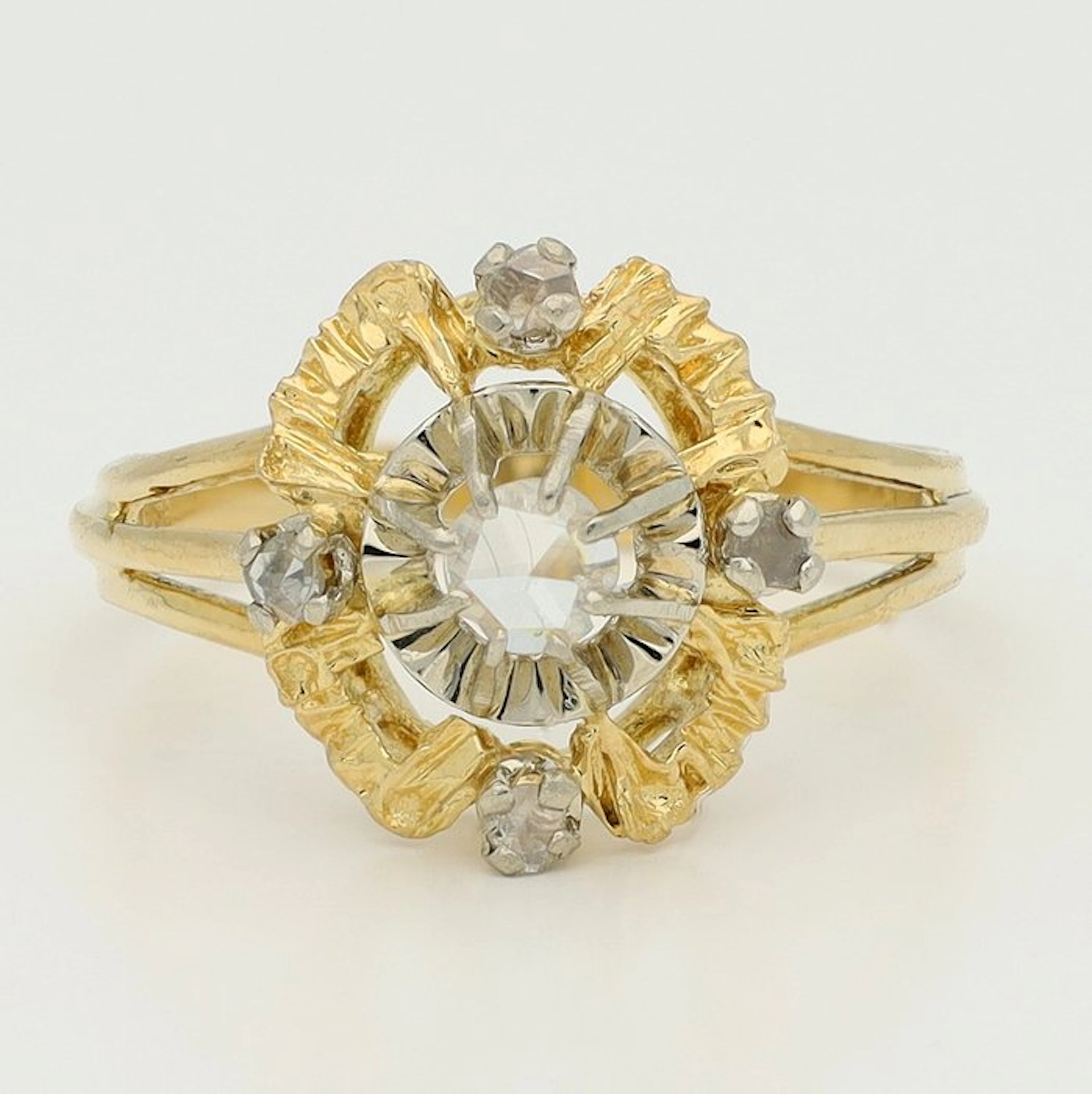 Ring - 18 kt. Yellow gold, White gold - Diamond/Natural