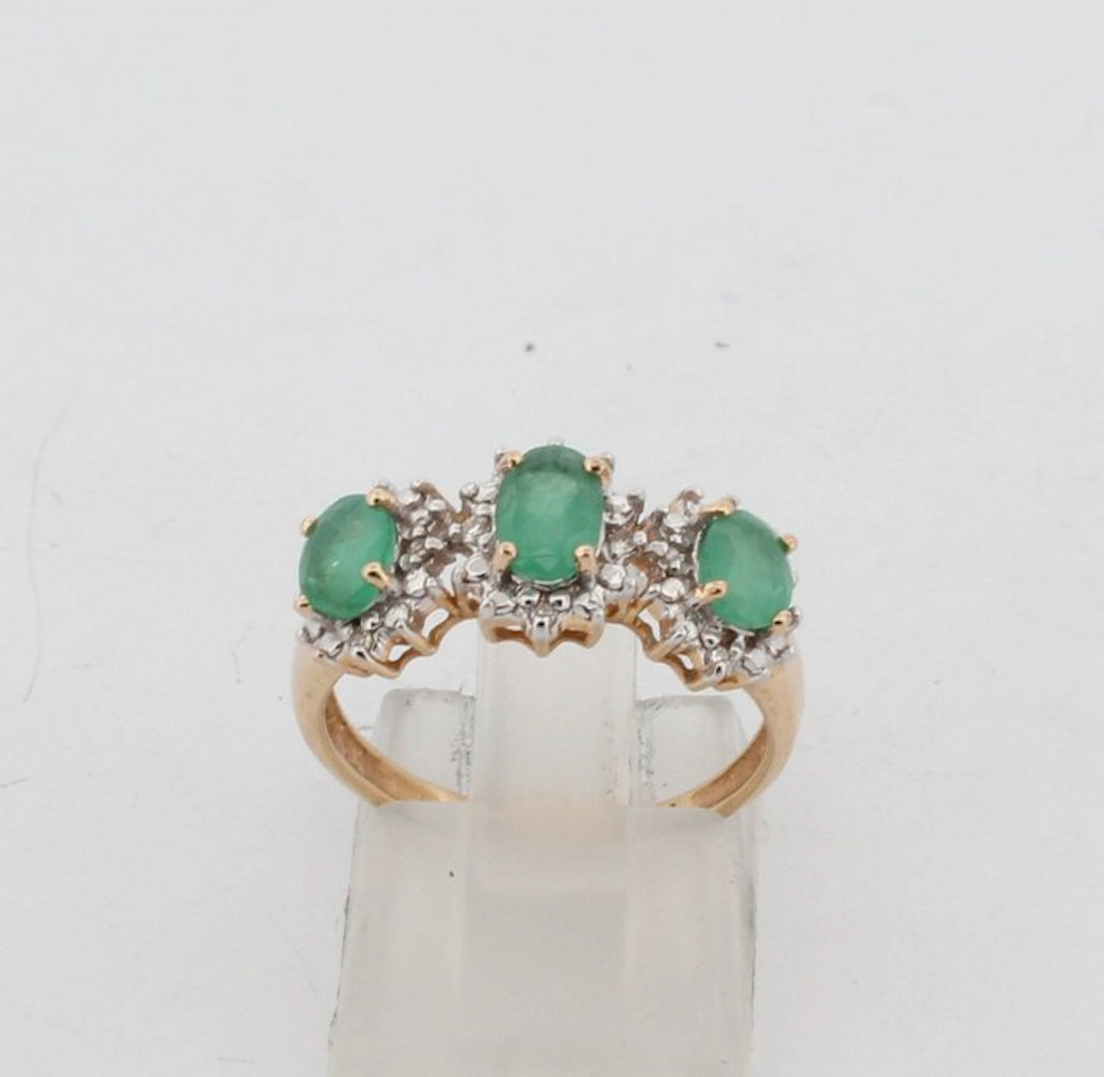 No reserve price - Ring - 14 kt. Yellow gold Emerald - Diamond