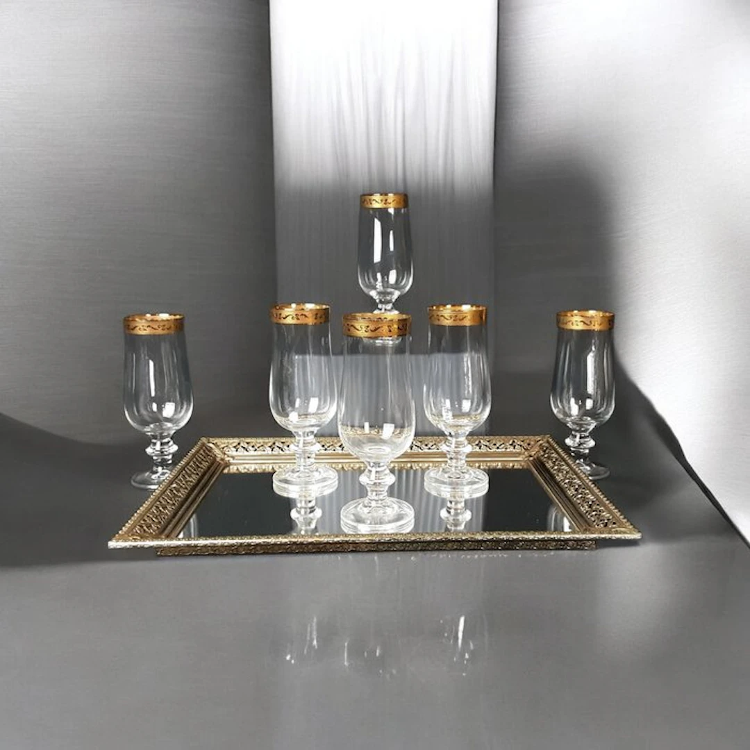 Theresienthal - Cenefa Refinadas en Oro - Drinking set for 6 (6) - Crystal