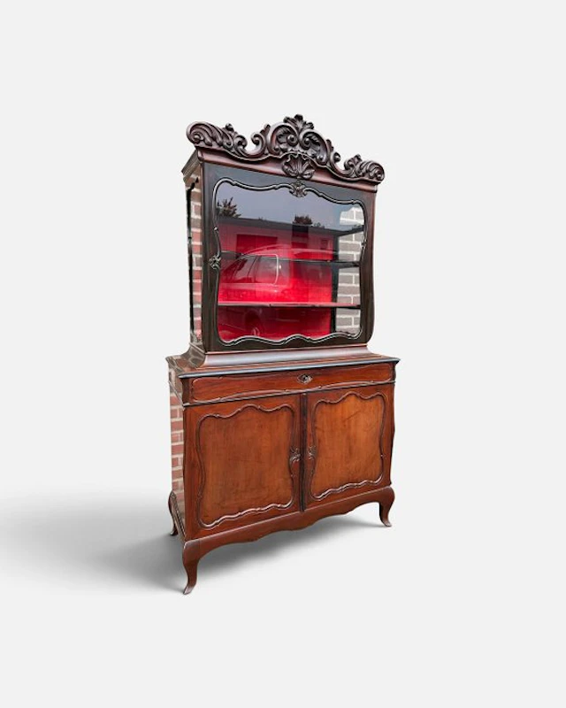 Display case - silver cabinet - Mahogany - Antique mahogany bonheur