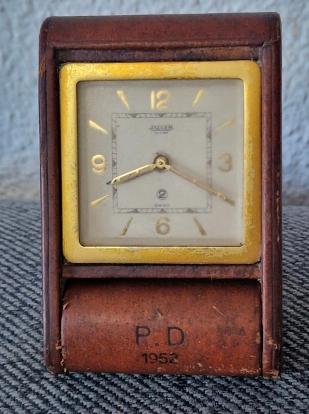 Desk clock - Jaeger-LeCoultre - - Vachetta leather - 1950-1960