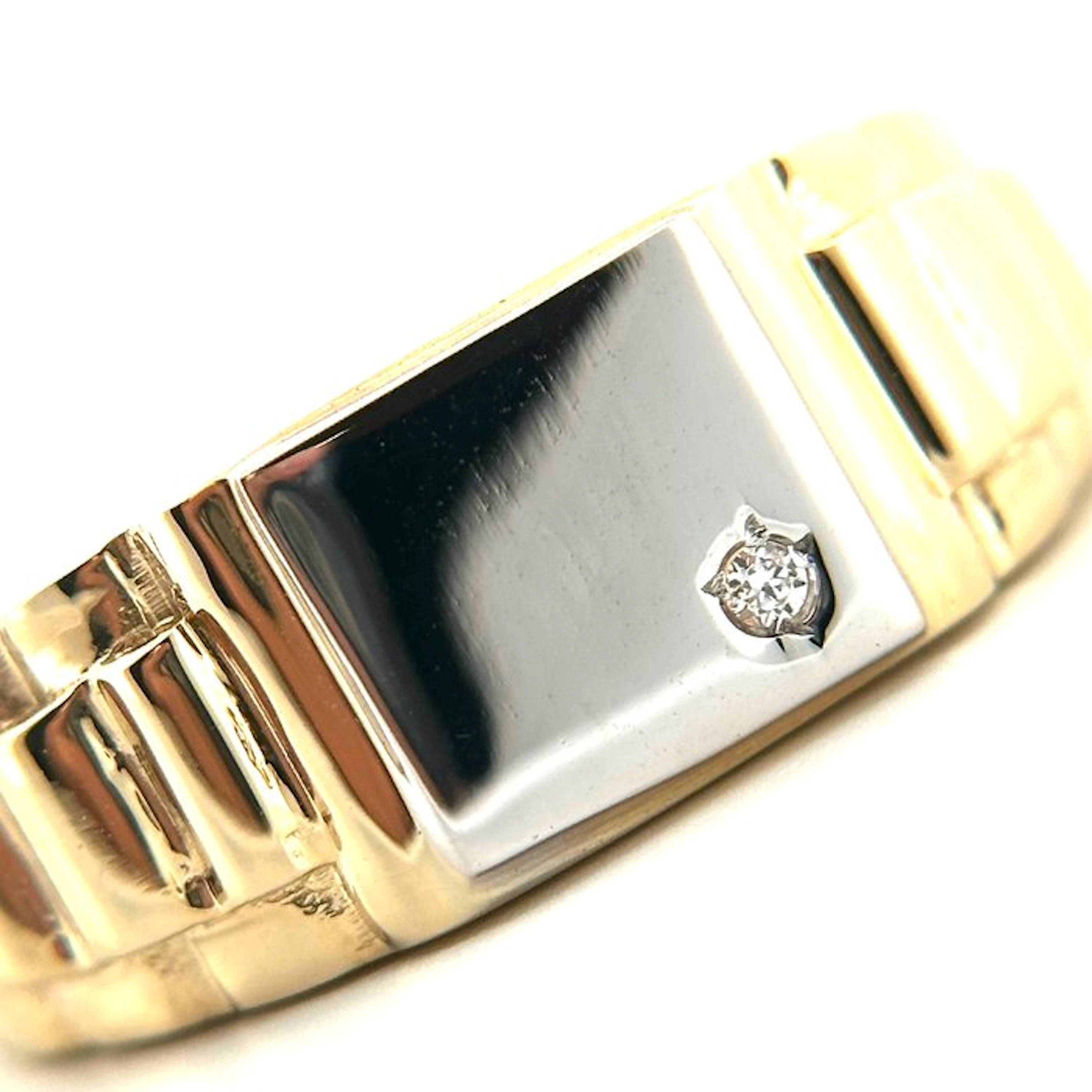 Ring - 18 kt. Yellow gold, White gold - 0.05ct. tw. Diamond (Natural)