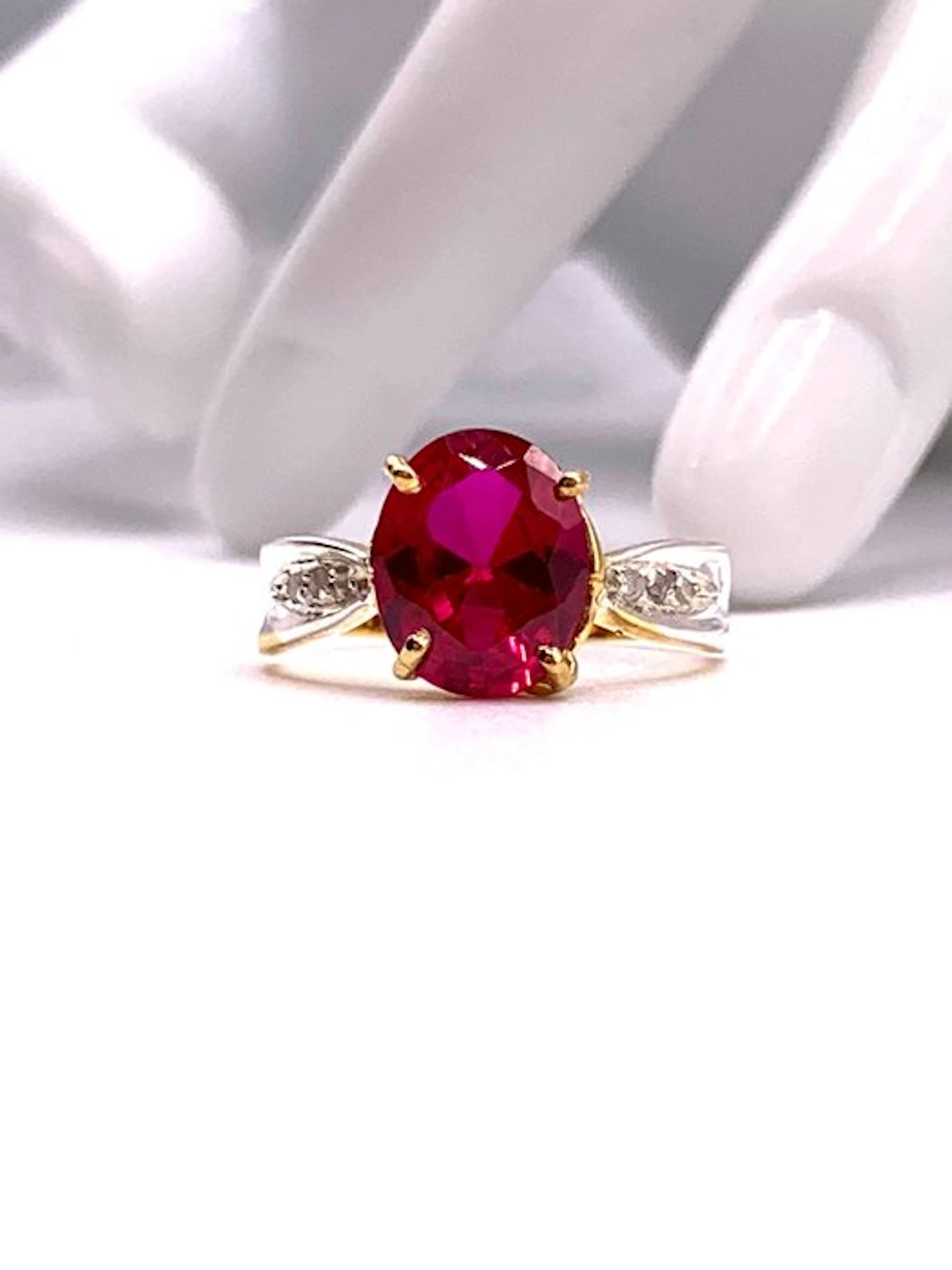 No reserve price - Ring - 9 kt. Yellow gold, Silver Ruby - Diamond
