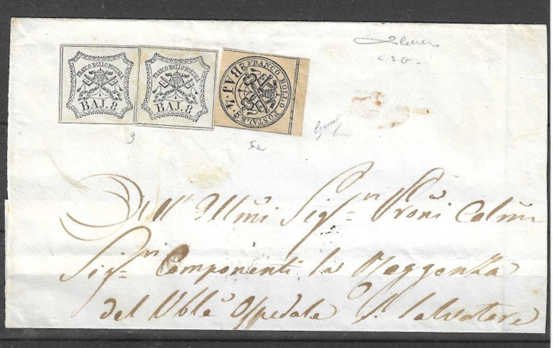 Italian Ancient States - Papal State 1852 - direct letter...