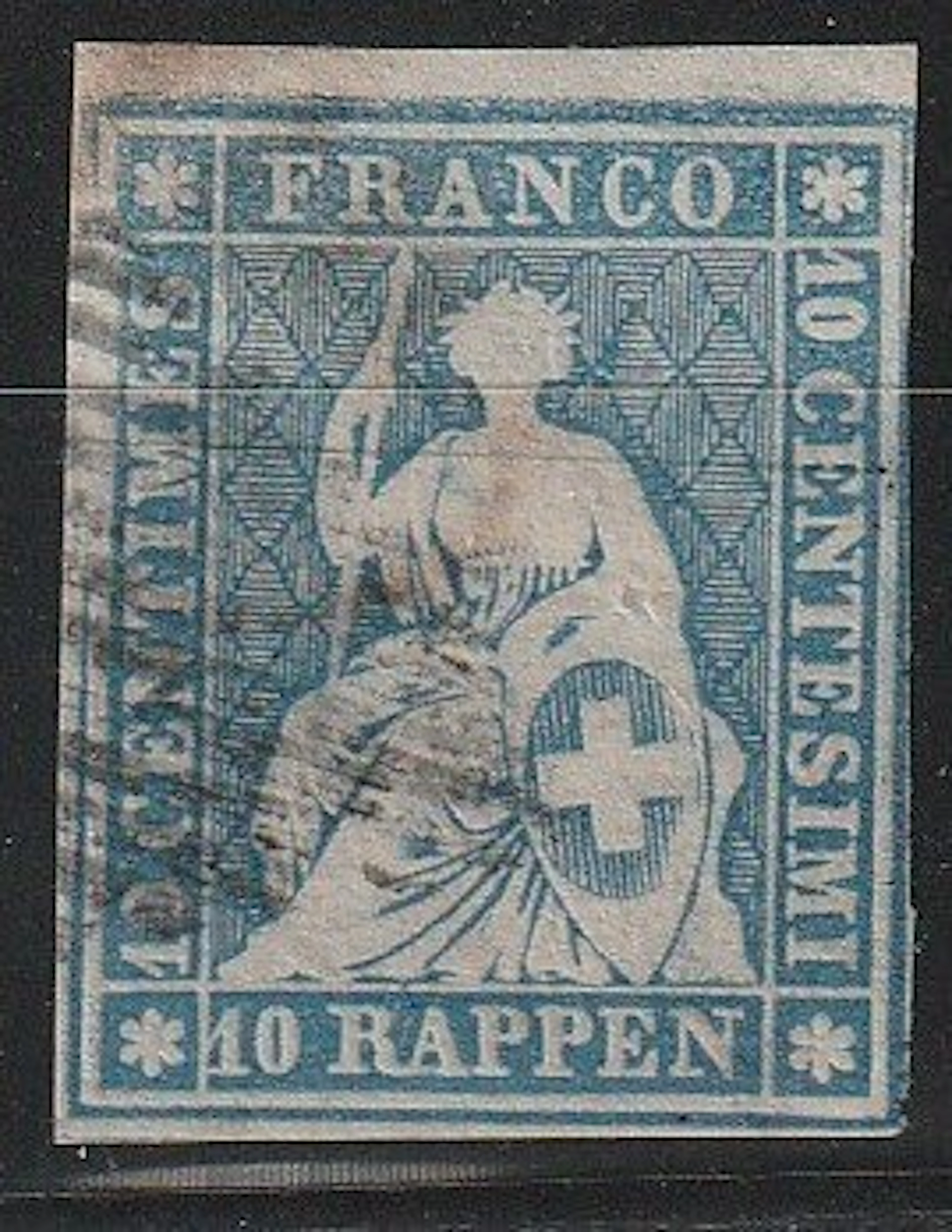 Switzerland 1852 - Strubel on "Silk Paper" - SBK nrs 23F