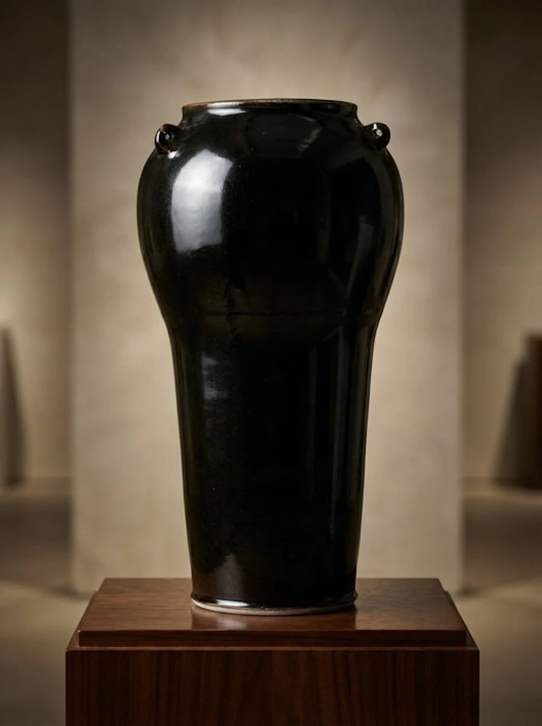 Studio Pottery - Vase - Baluster vase with 3 loop handles...