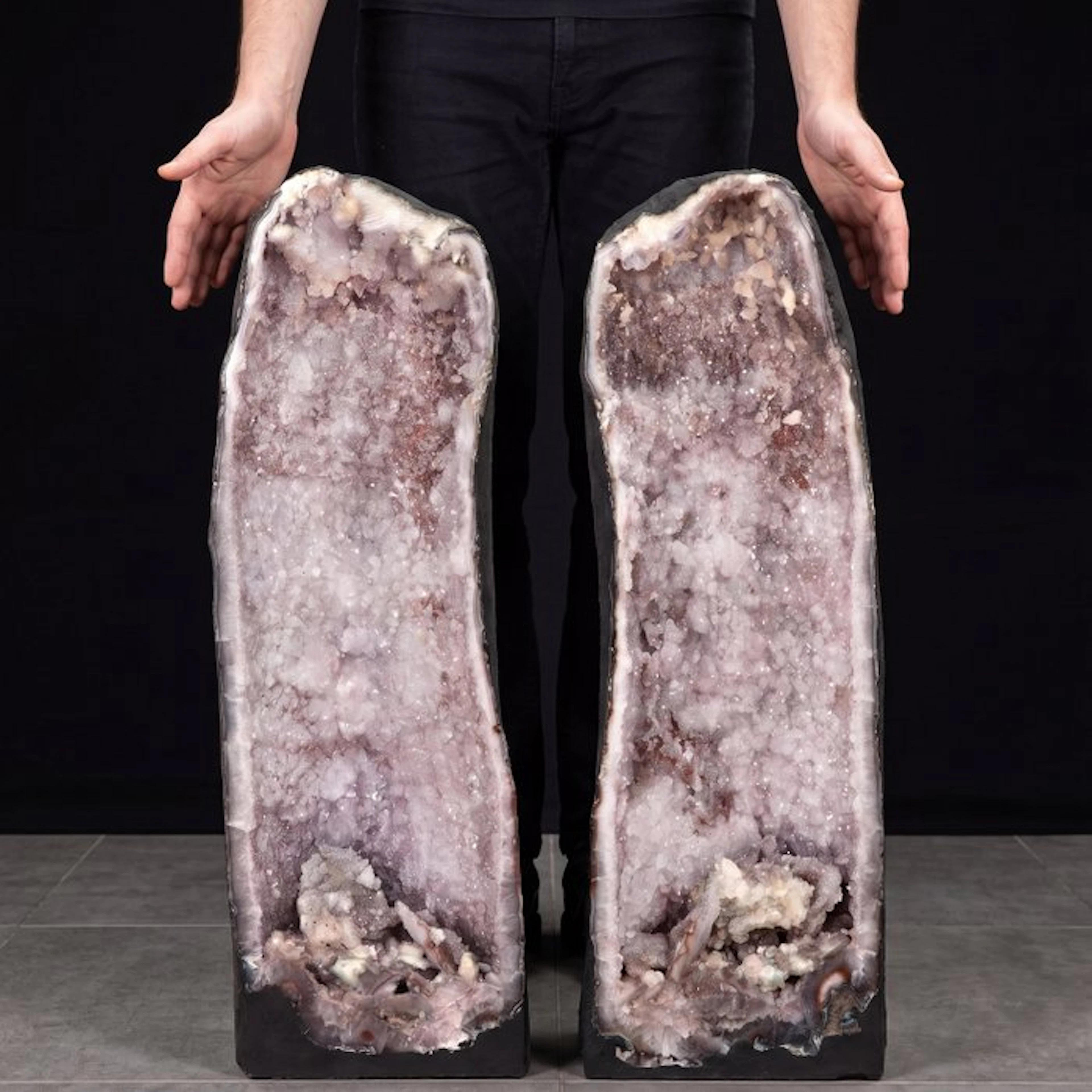 Sparkling Pinkish Amethyst - 63x21x21 cm - Matched Pair - Geode- 54.8 kg