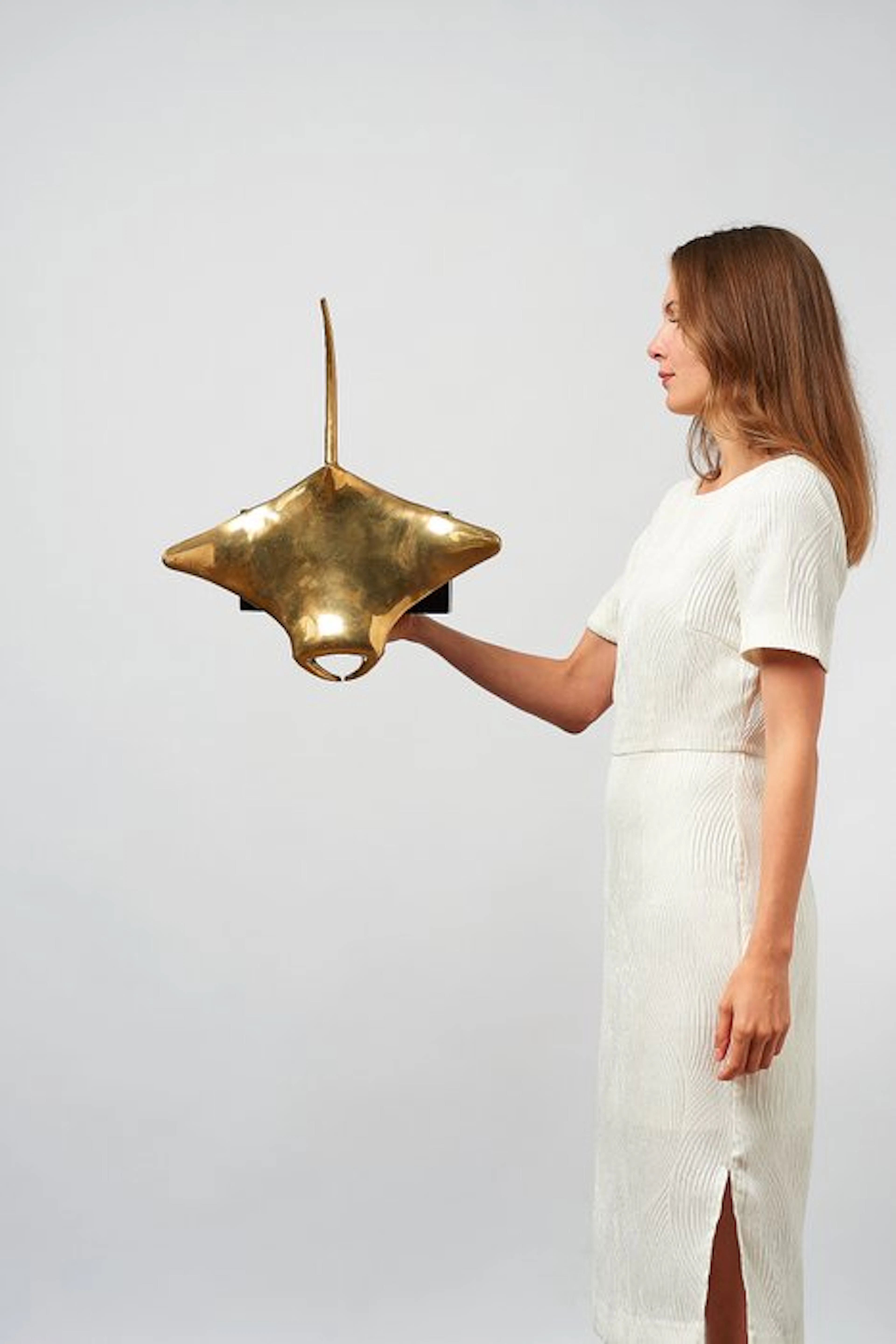 Sculpture, Sculpture of Manta Ray - 27 cm - Bronze