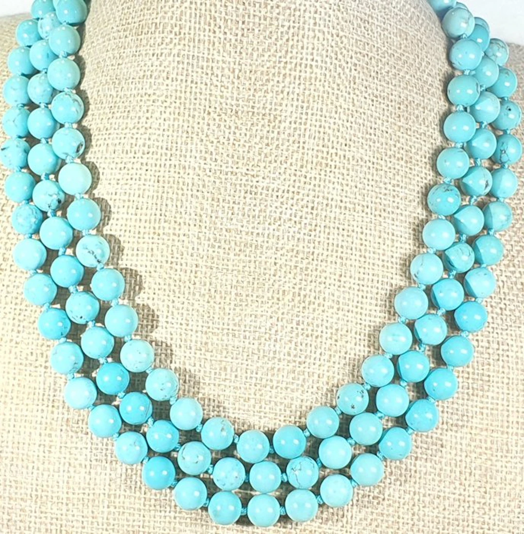 Turquoise howlite - VERY LONG - Relieves stress - HIGH...