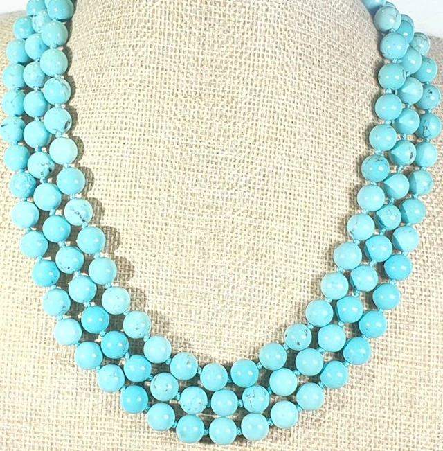 Turquoise howlite - VERY LONG - Relieves stress - HIGH...