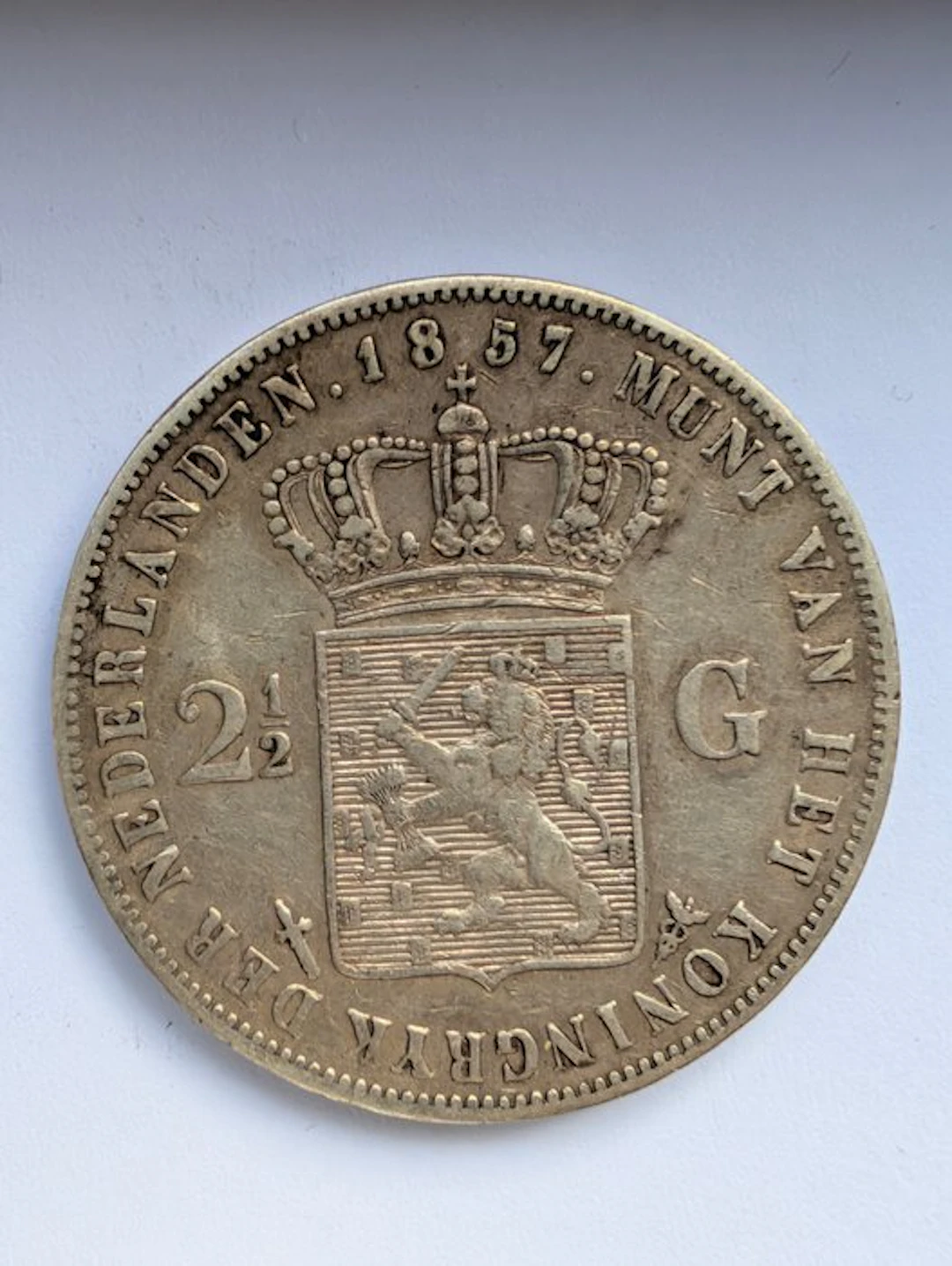 Netherlands. Willem III. 2 1/2 Gulden 1857 (No reserve price)