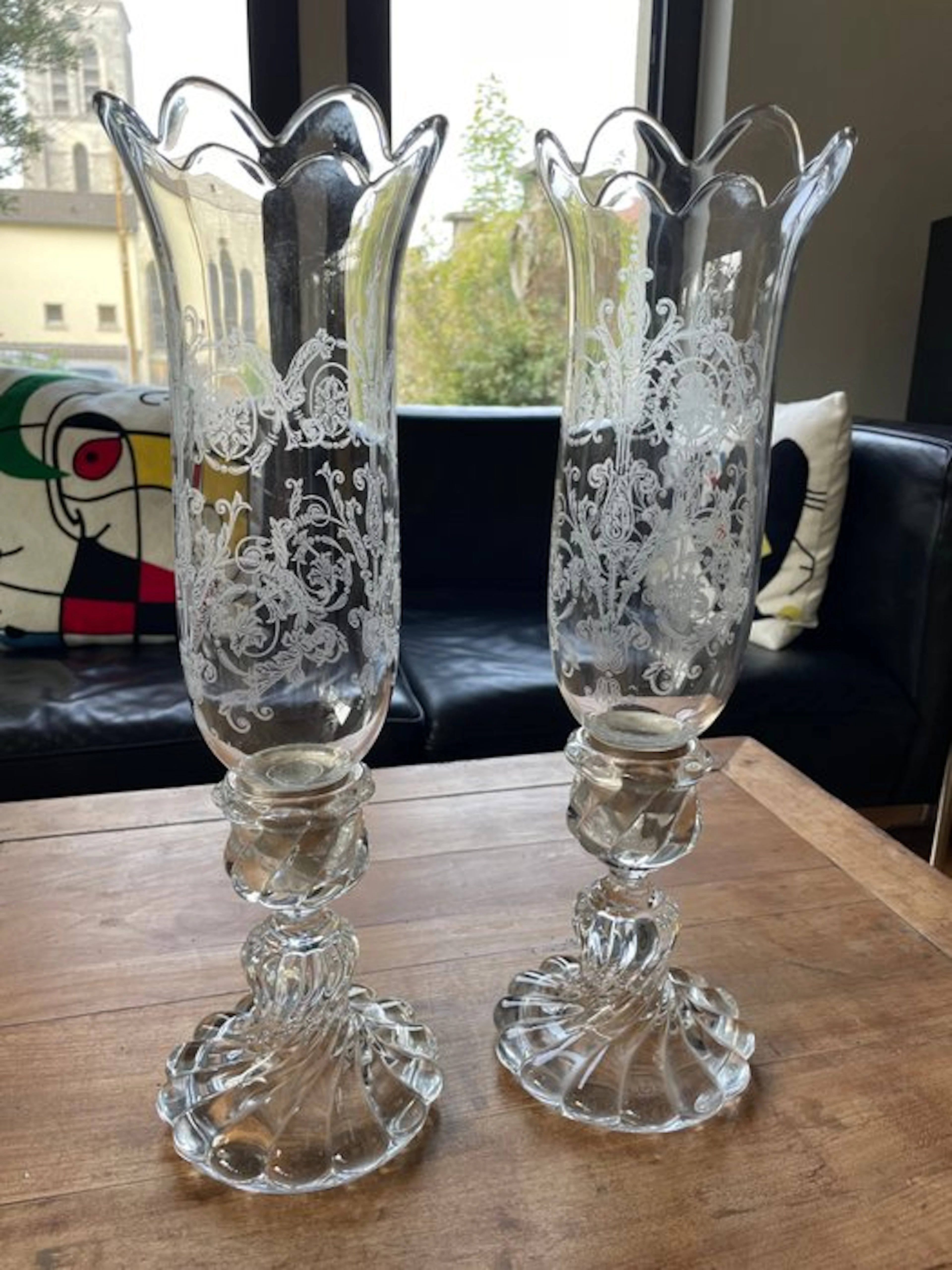 Baccarat - Candelabrum (2) - Crystal - Signed 41 cm bamboo model