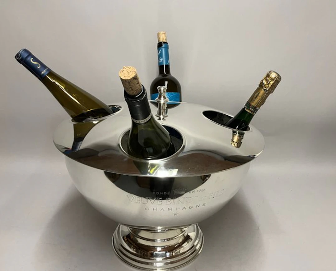 Champagne cooler - Silver Plated winecooler - for four bottles - with cover
