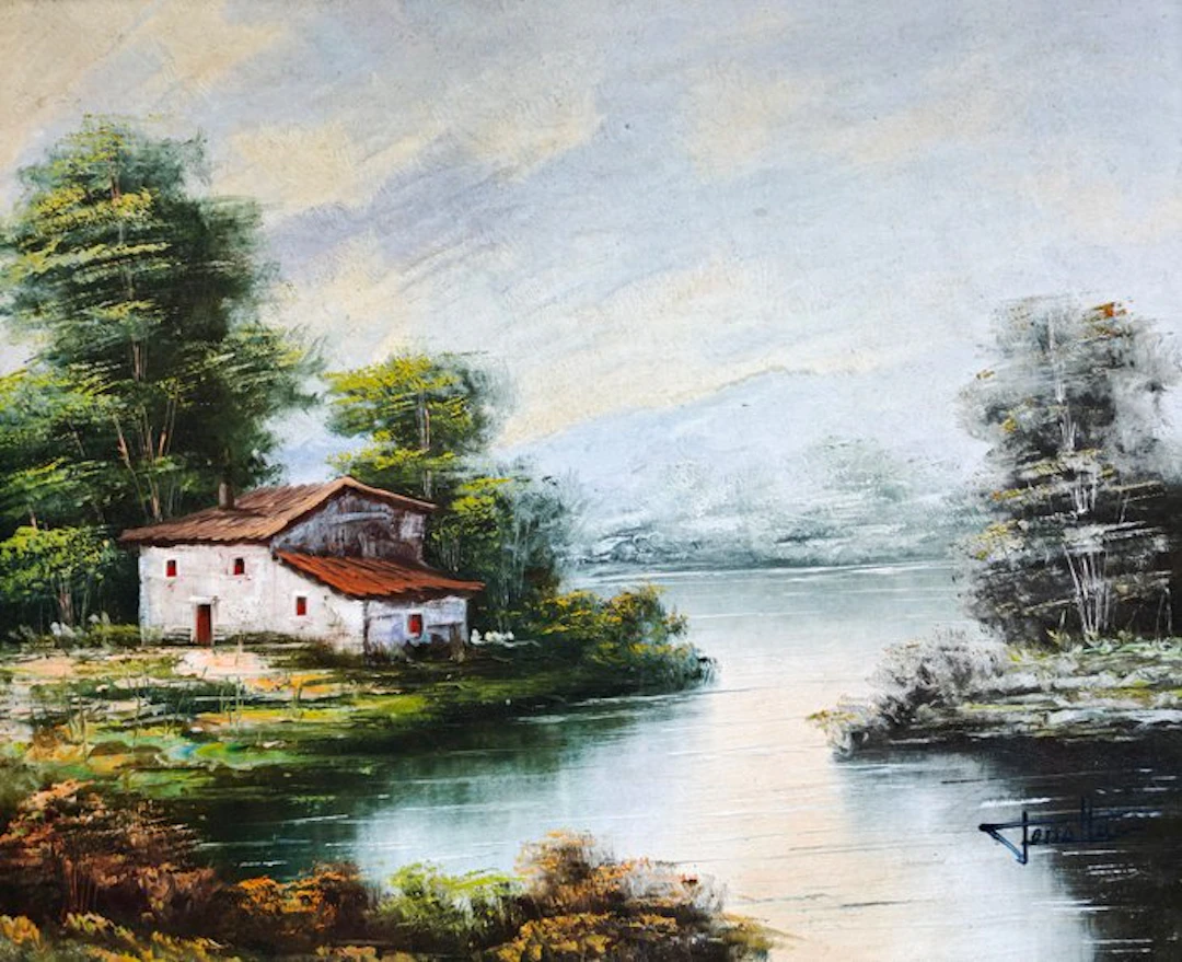 École espagnole (XX) - La maison au bord de l'eau - NO RESERVE