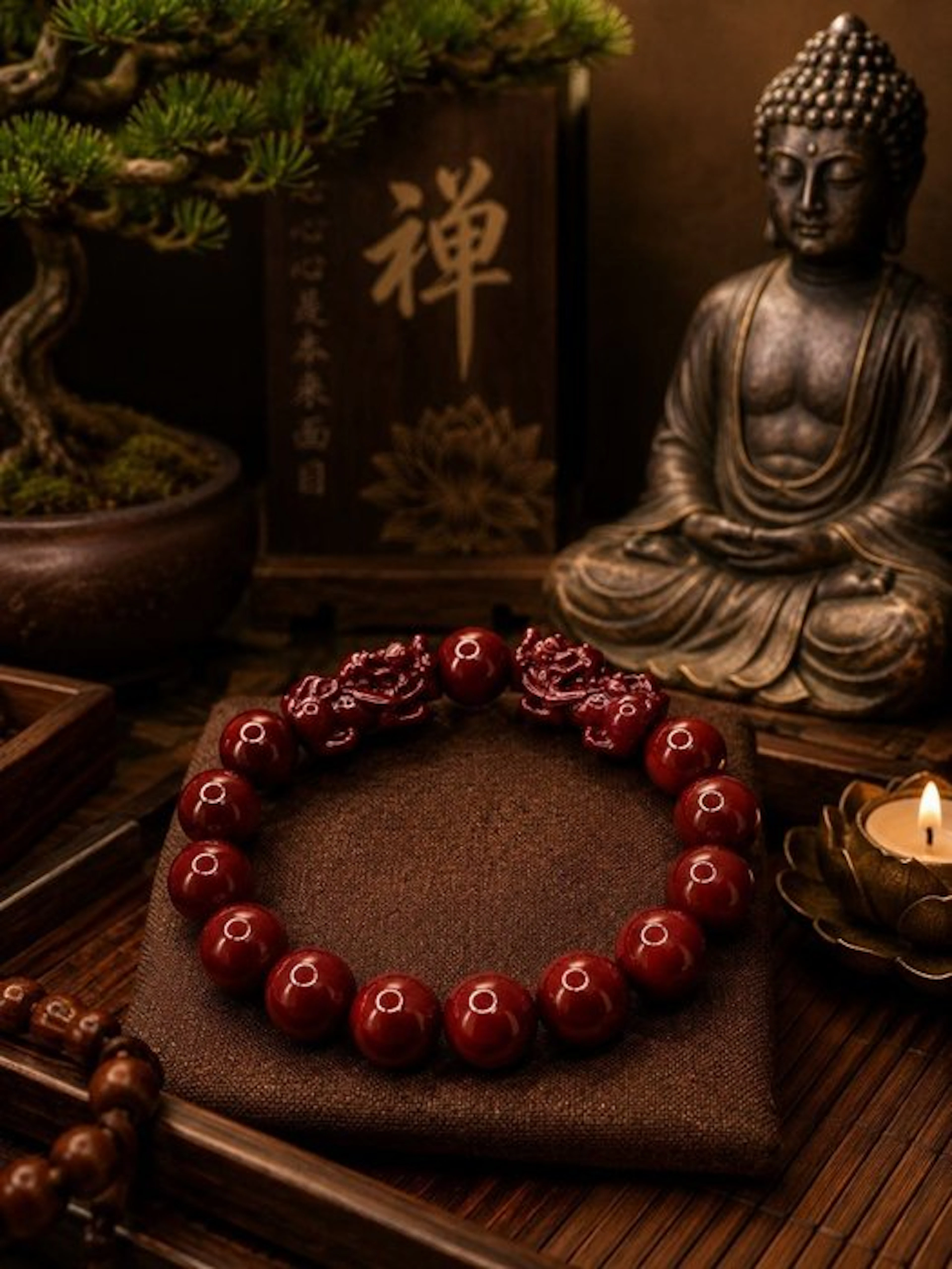 Cinnabar Pixiu Feng Shui Bracelet - Meditation and...