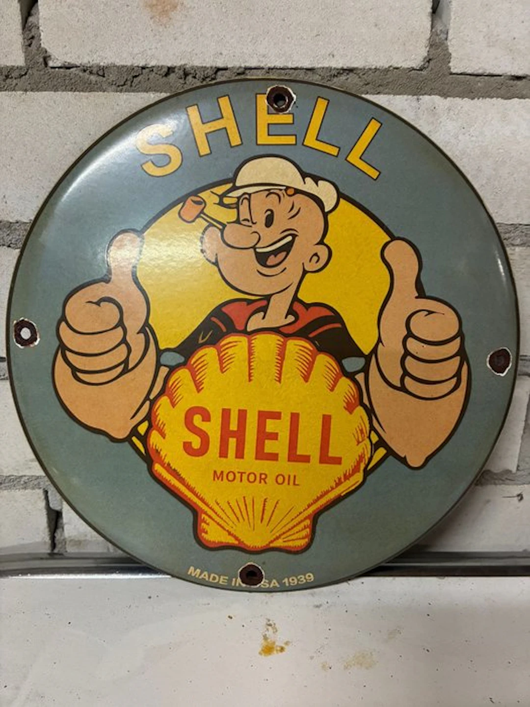 Shell Motor Oil emaille reclamebord – Popeye stijl...