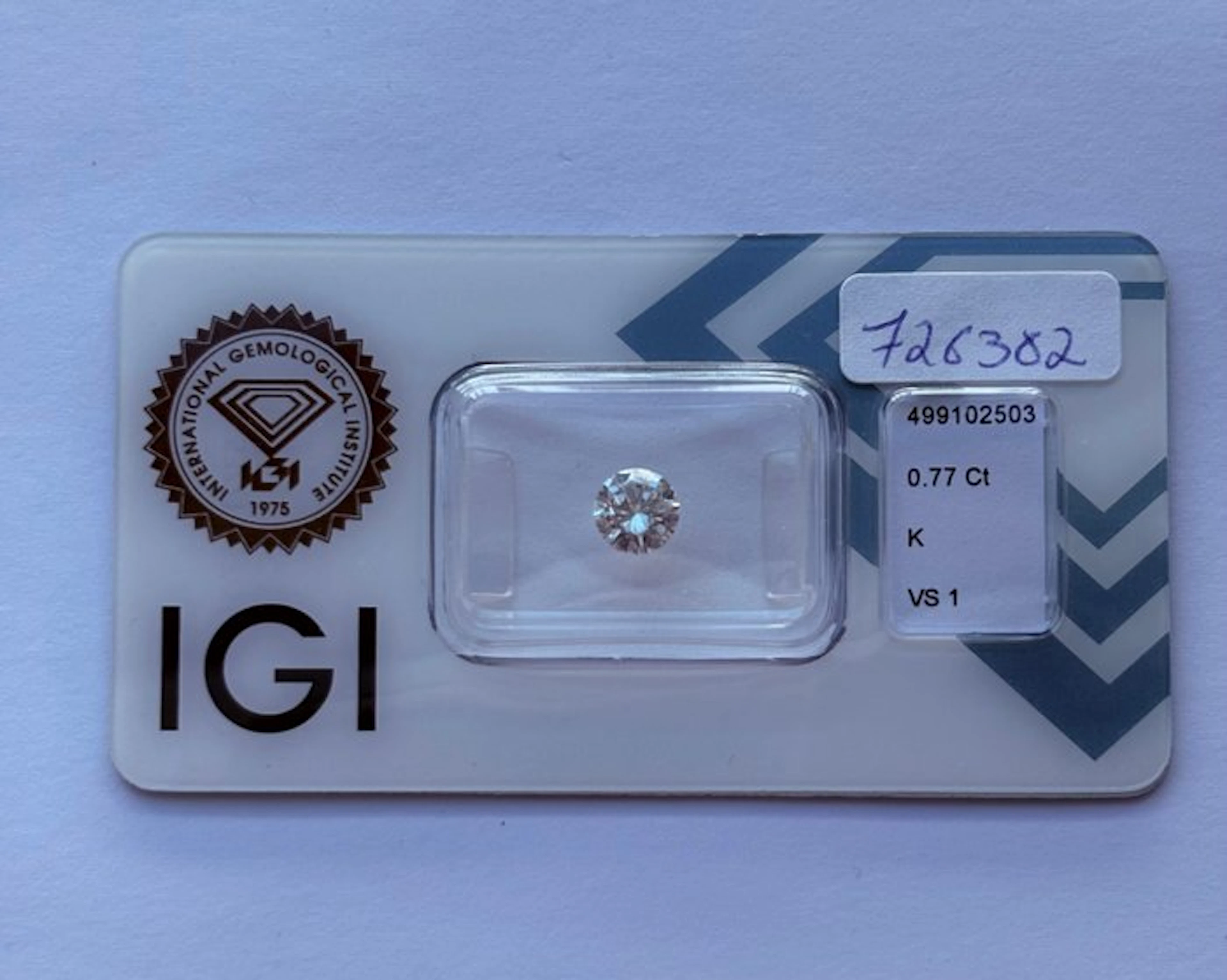 1 pcs Diamond (Natural) - 0.77 ct - Round - K - VS1...