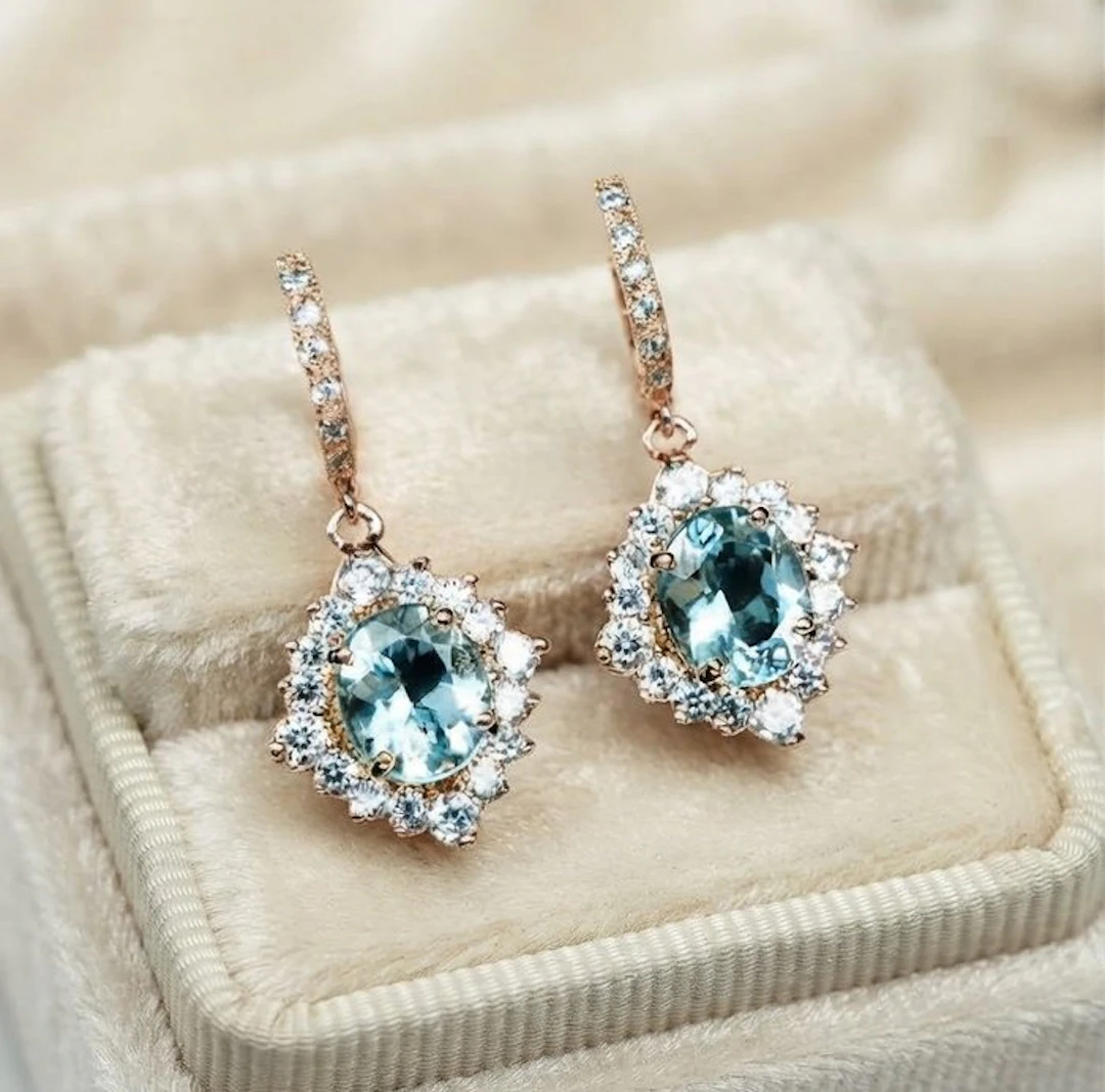 No reserve price - Earrings Silver Aquamarine - Sapphire