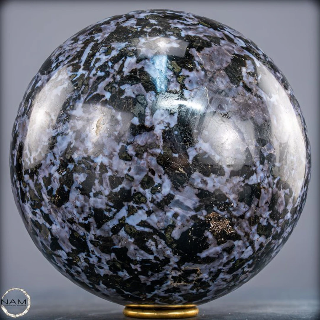 Natural Merlinit ball – mysterious depth between light and shadow- 7310.11 g