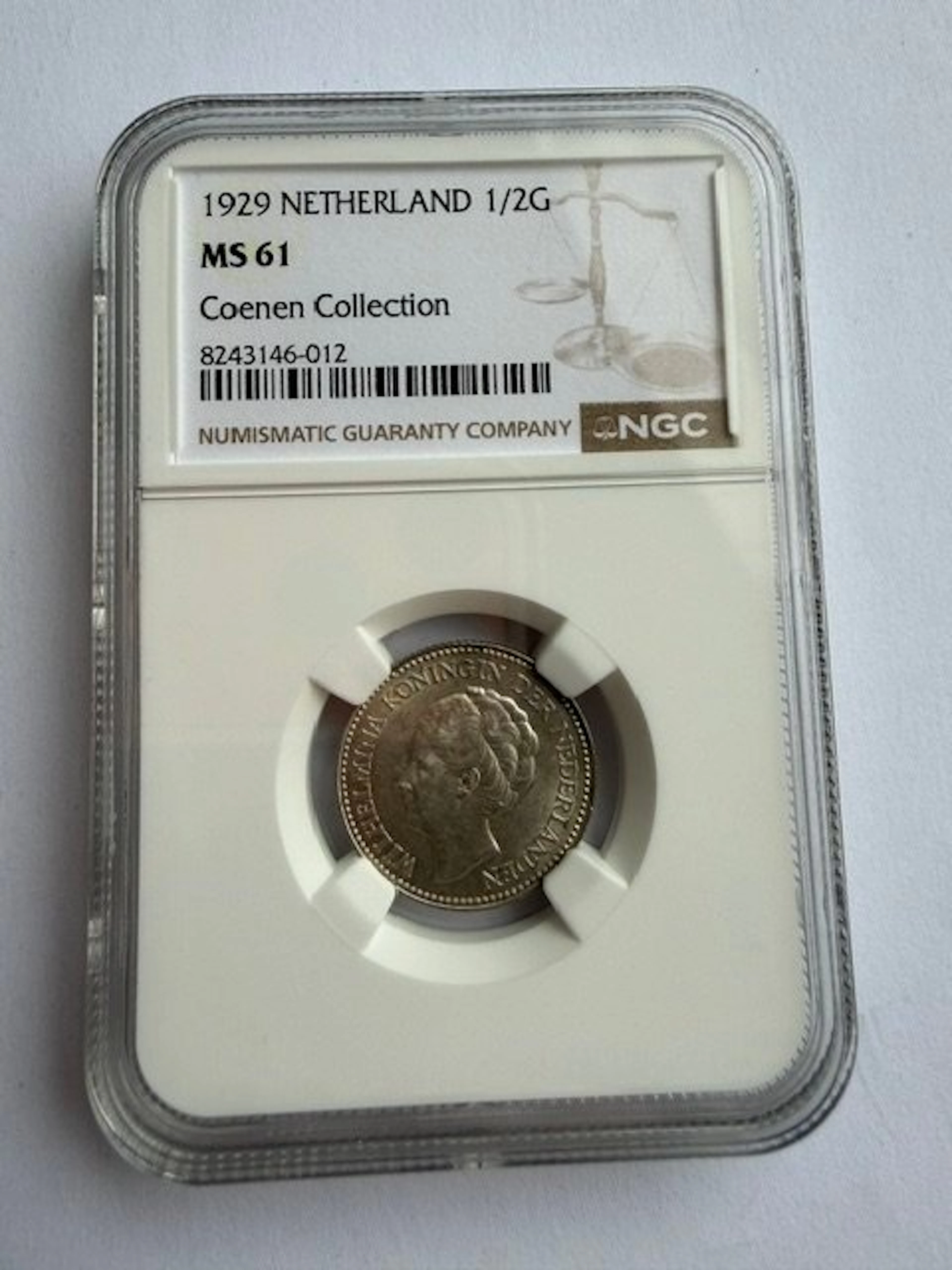 Netherlands. Wilhelmina. 1/2 Gulden 1929