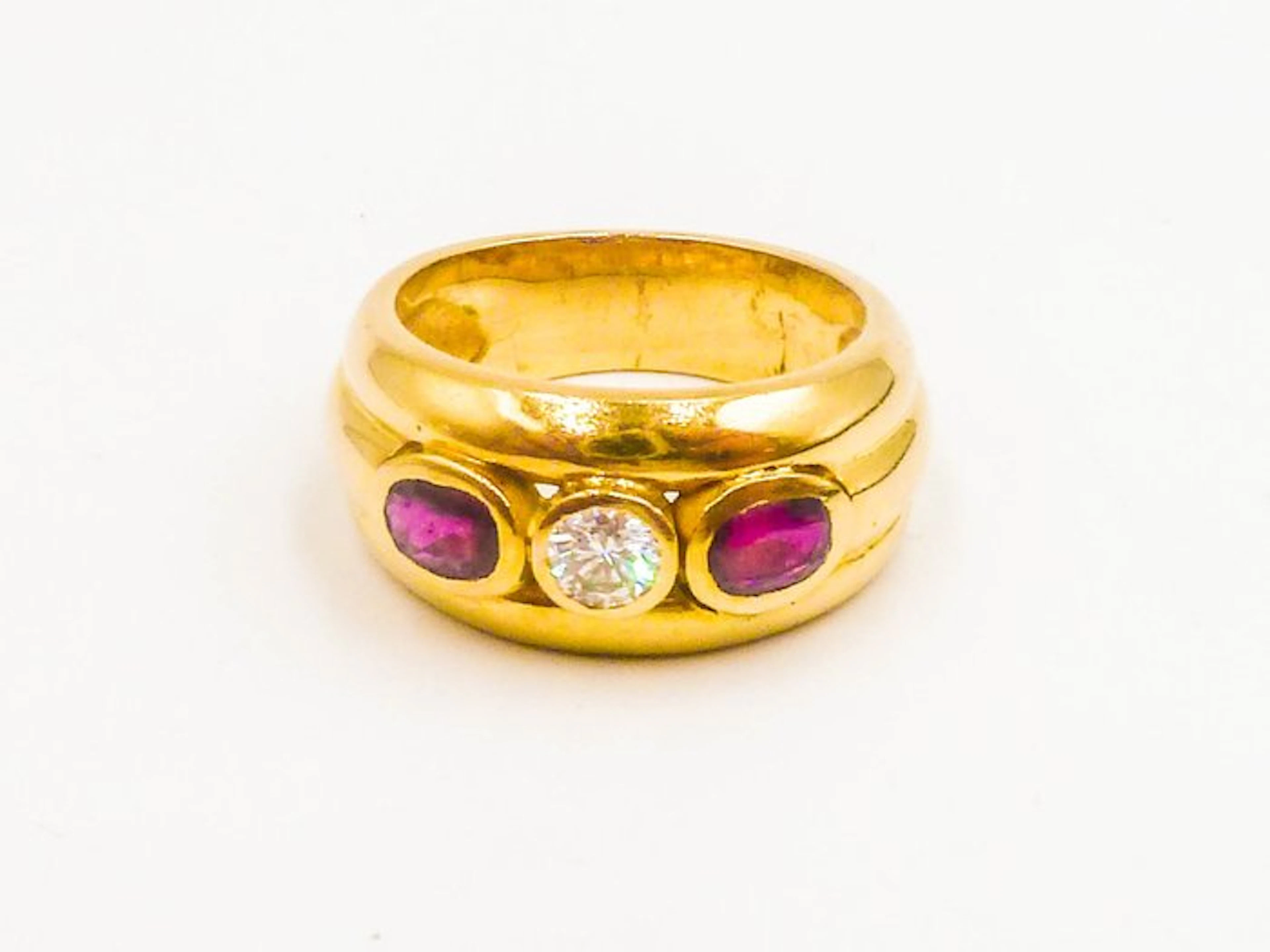 Ring - 18 kt. Yellow gold Diamond (Natural) - Ruby