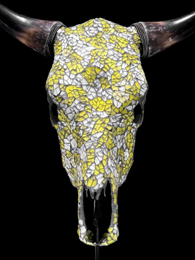NO RESERVE PRICE - Authentic Large Bull Skull with Glass...