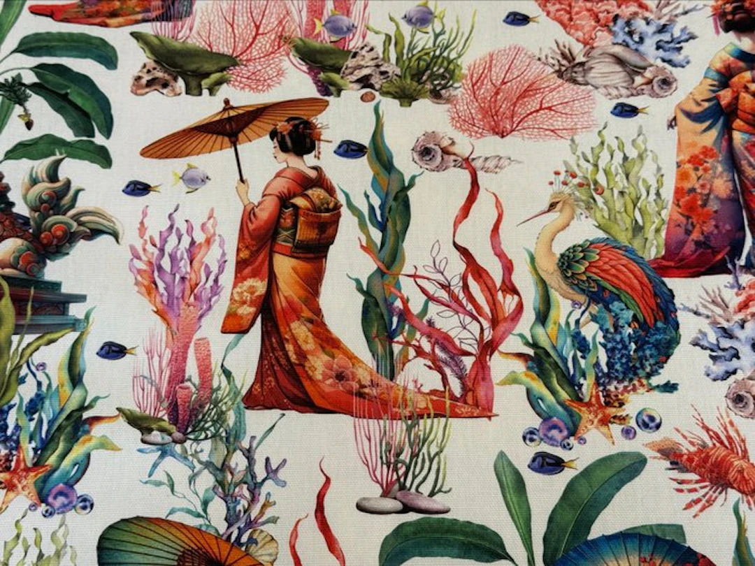 GCFabrics Exclusive – Artistic Cotton Fabric "Ocean...