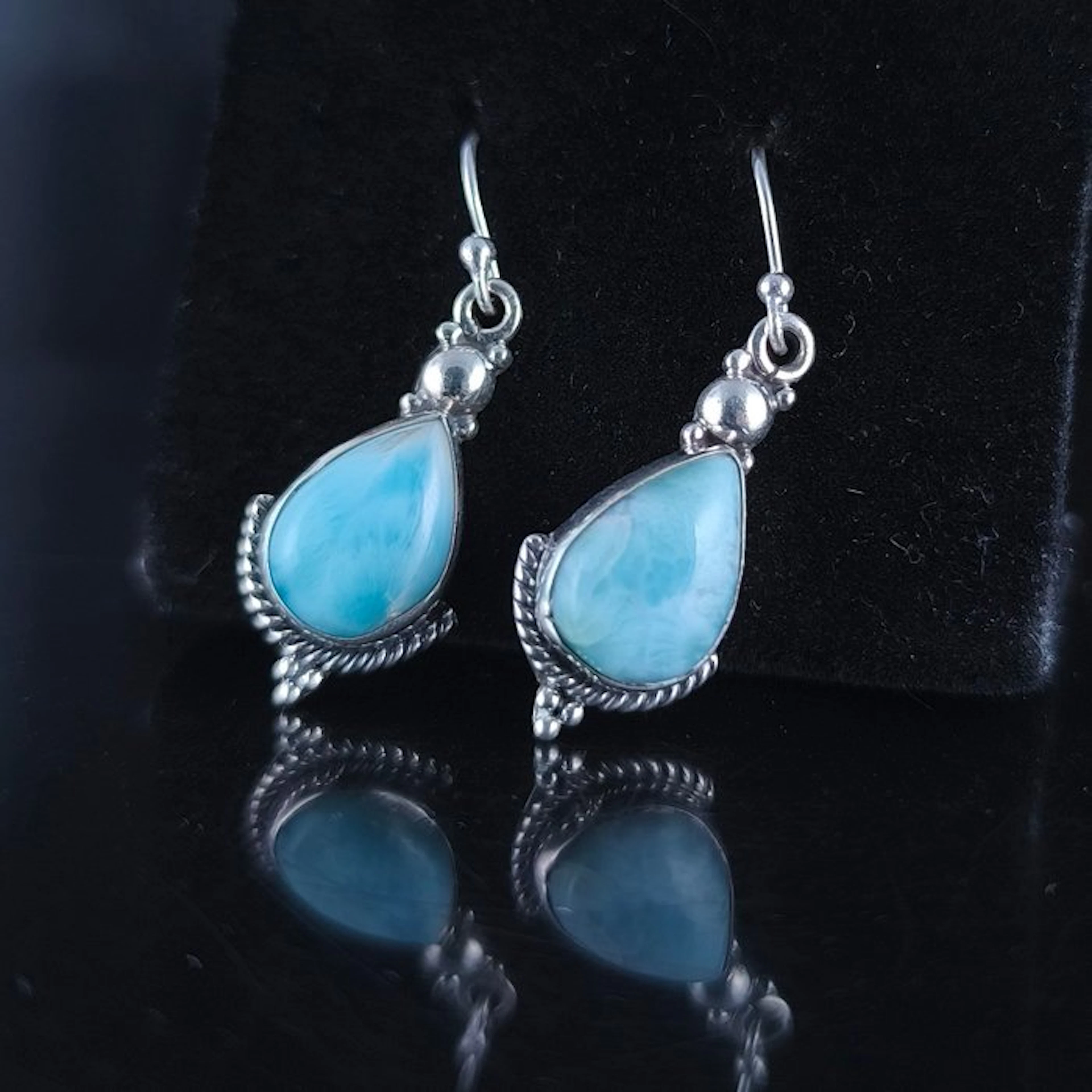 Larimar Cabochons - Height: 36 mm - Width: 12 mm- 4.38 g