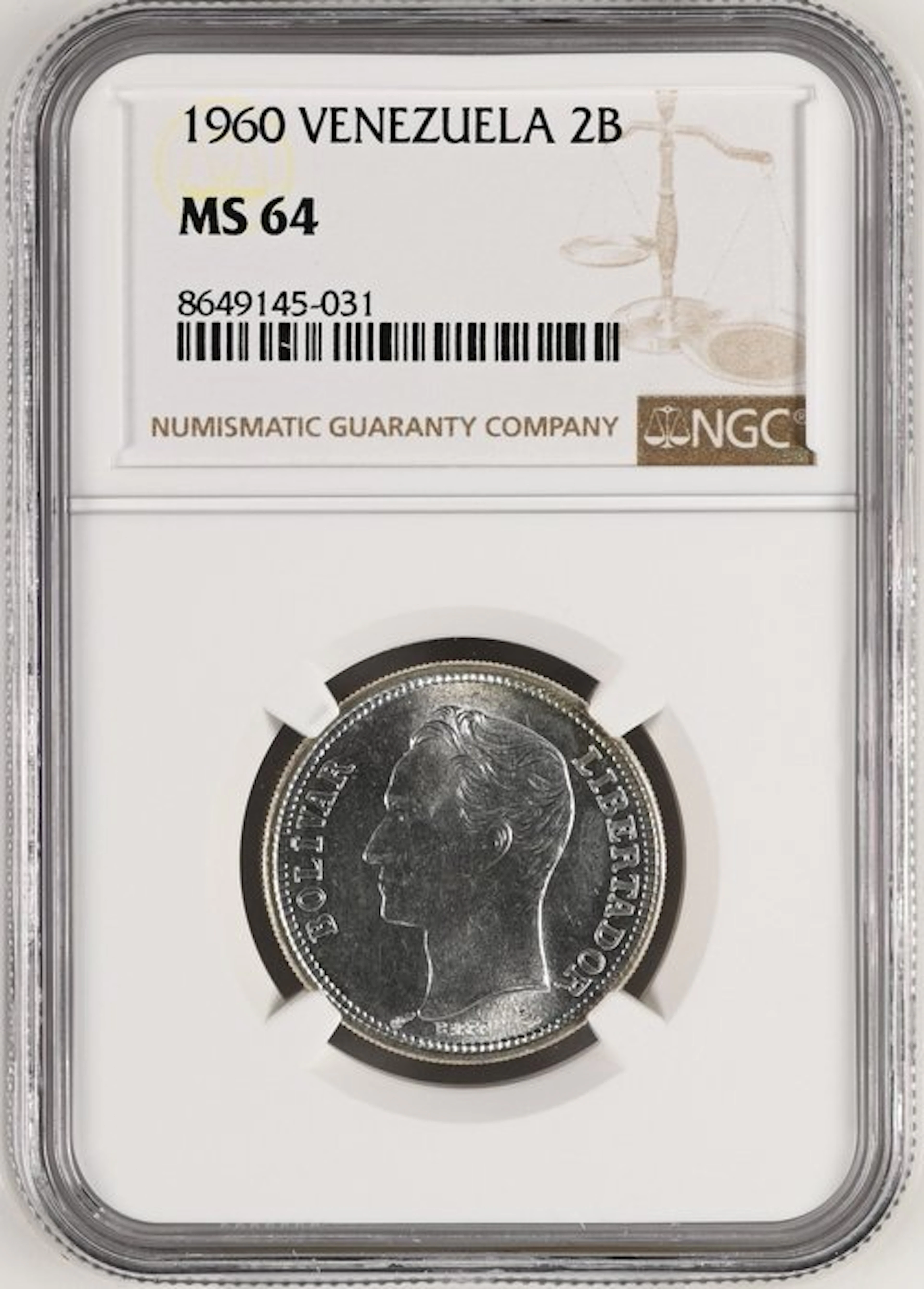 Venezuela. 2 Bolívares 1960 - NGC MS64 (No reserve price)
