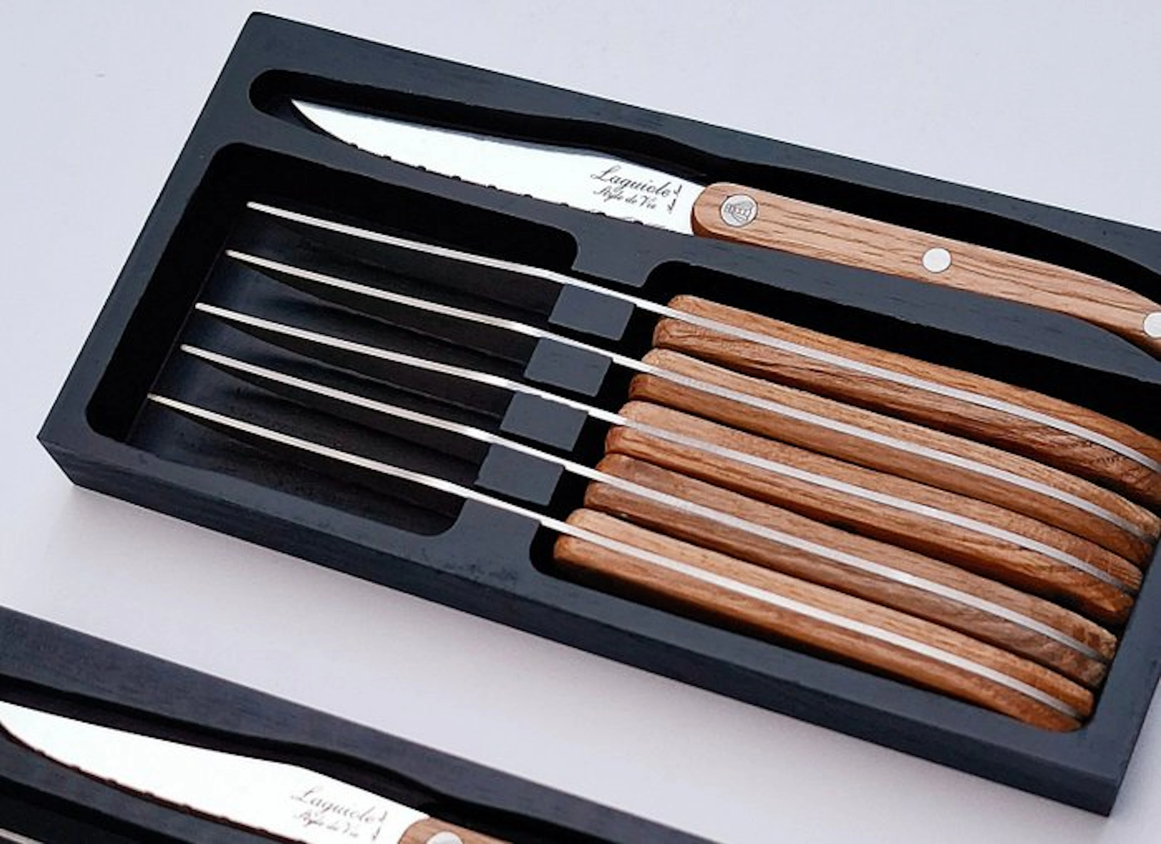 Laguiole - 12x Steak Knives - Oak wood - style de - Table...