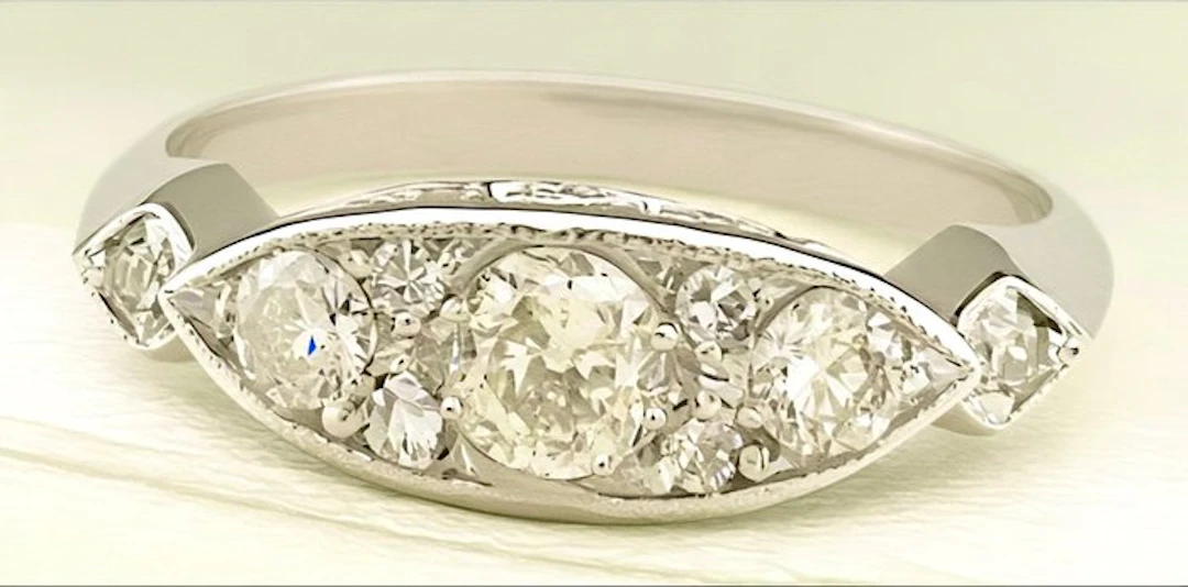 No reserve price - Ring - 14 kt. White gold Diamond (Natural)