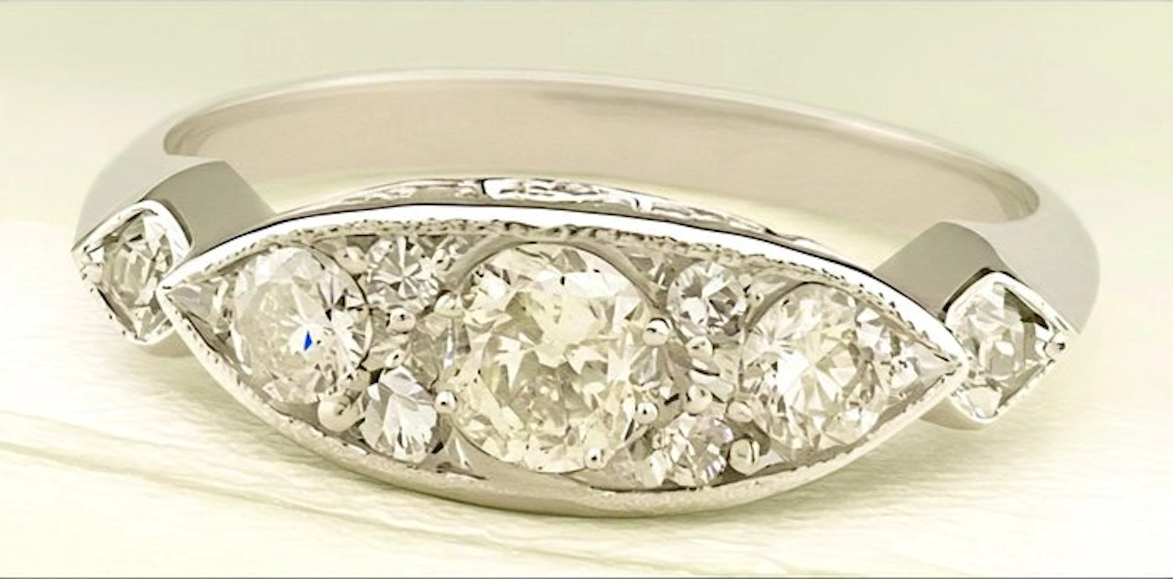 No reserve price - Ring - 14 kt. White gold Diamond (Natural)