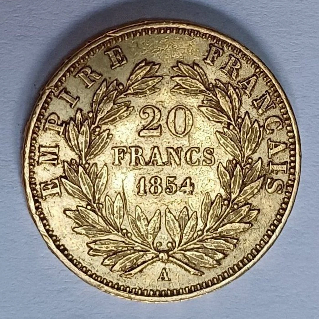 France. Napoléon III. 20 Francs 1854-A, Paris