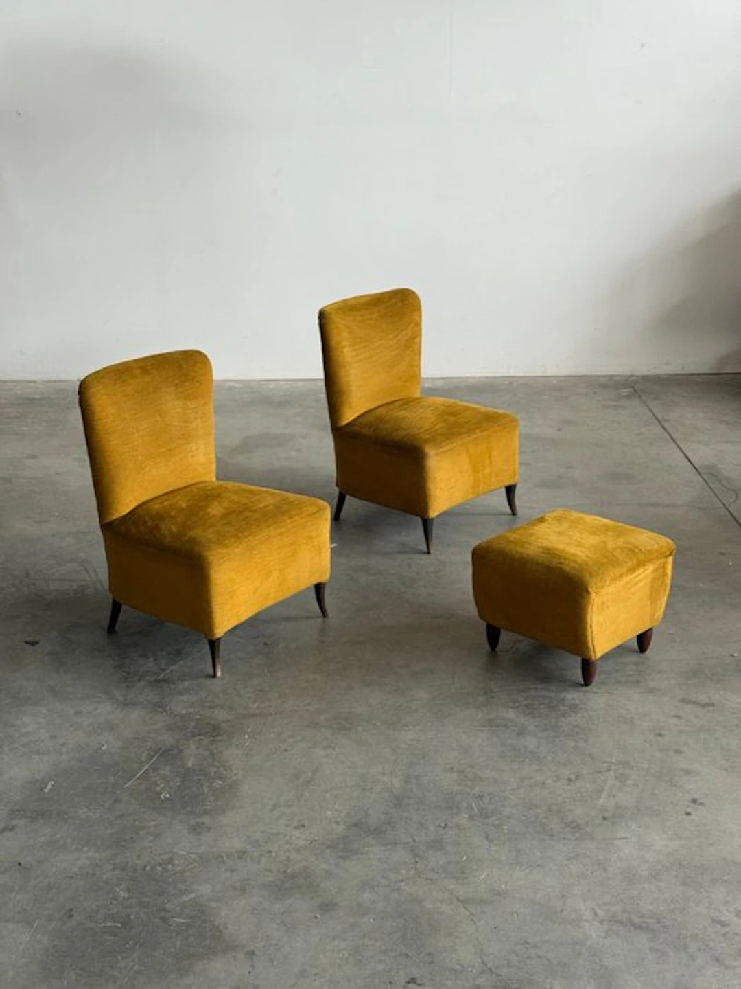 Lounge chair with ottoman - Wood, Textile - Art Deco Lounge